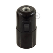 Kit portalampada E27 in bakelite con interruttore - Nero