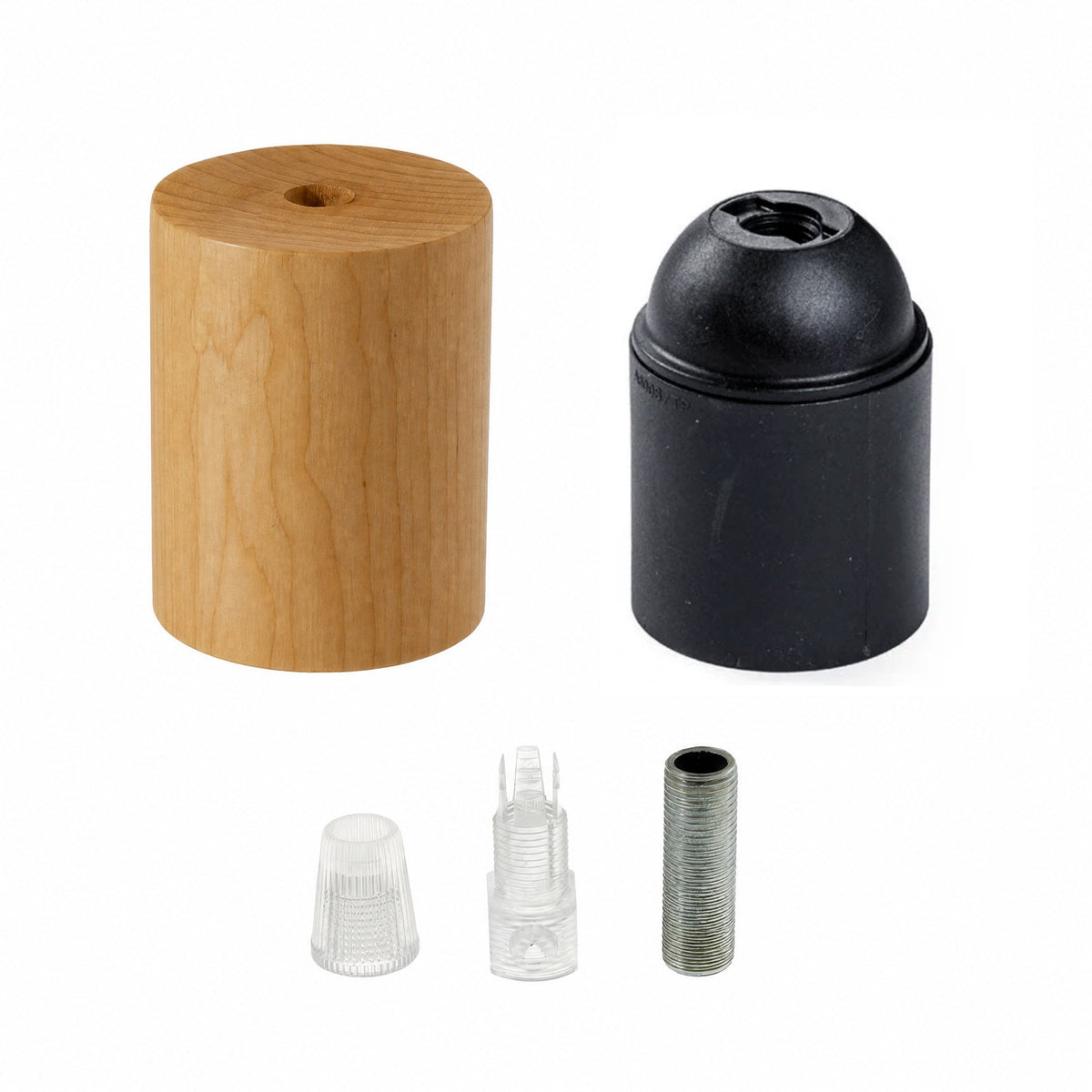 Kit portalampada E27 in legno - Ontano