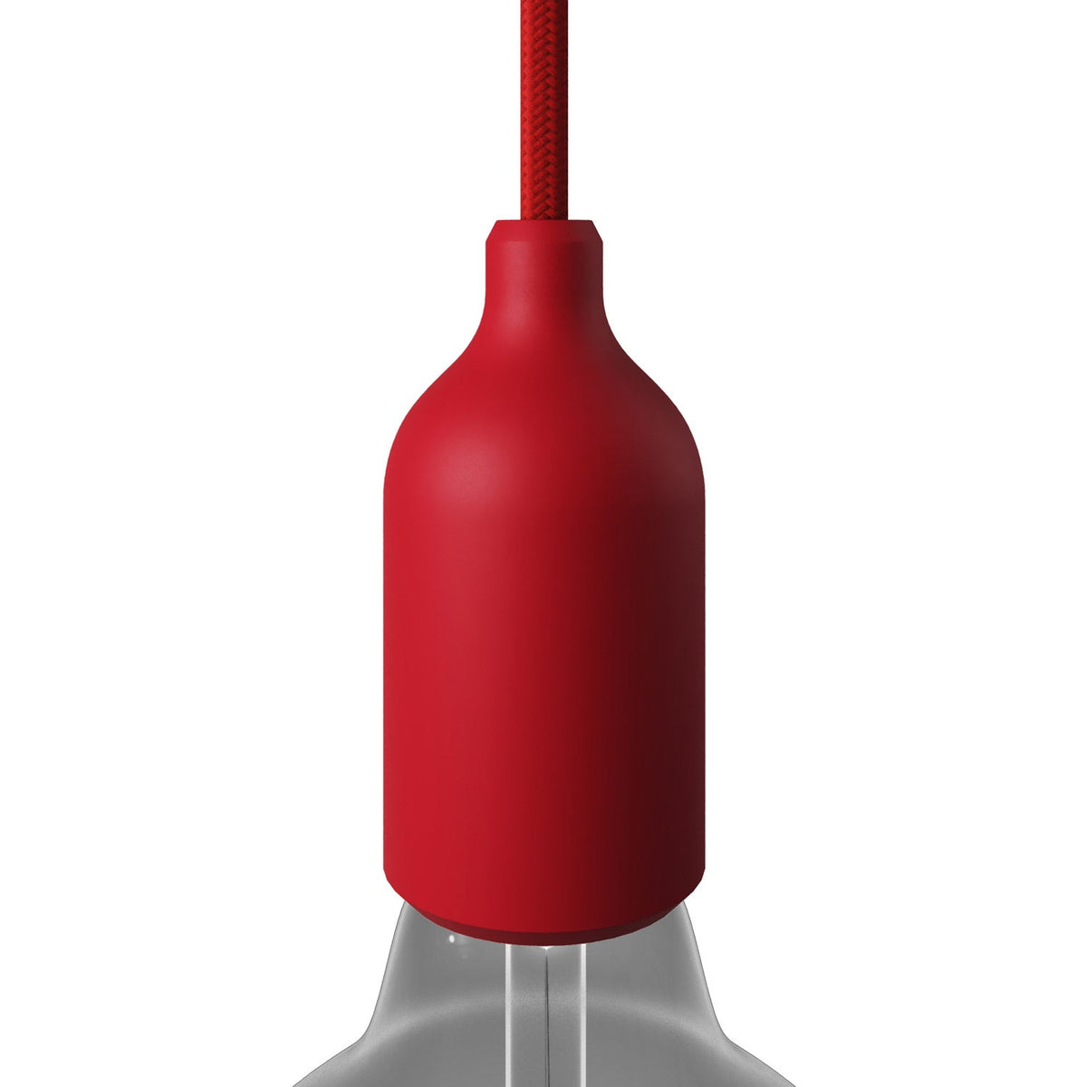 Kit portalampada E27 in silicone con serracavo nascosto - Rosso