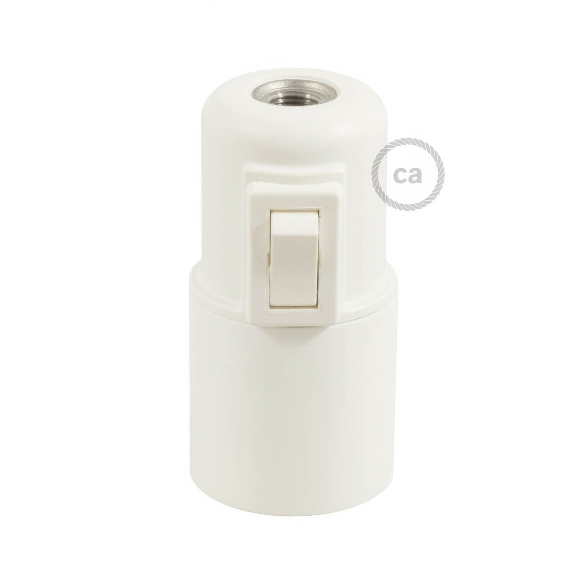 Kit portalampada E27 in termoplastica con interruttore - Bianco