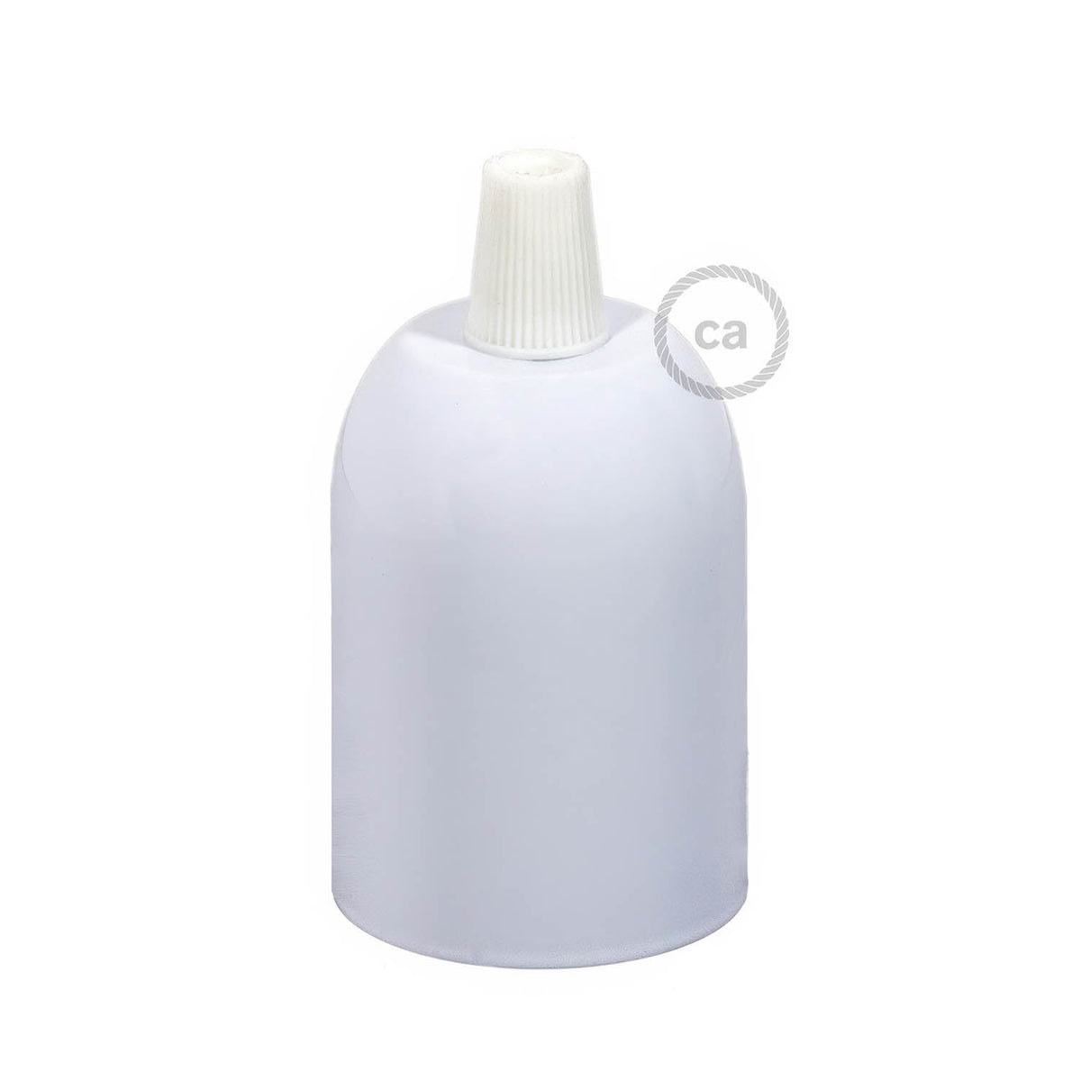 Kit portalampada E27 semisferico in metallo - Bianco lucido