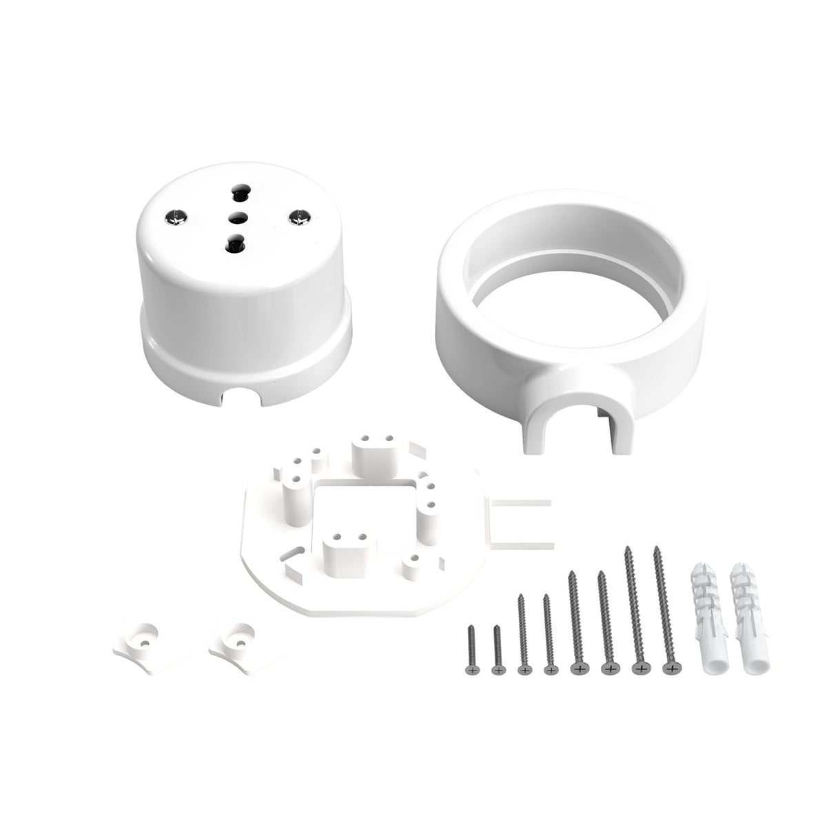 Kit presa bipasso italiana 10/16A da parete e base per Creative-Tubes in porcellana - Bianco 1