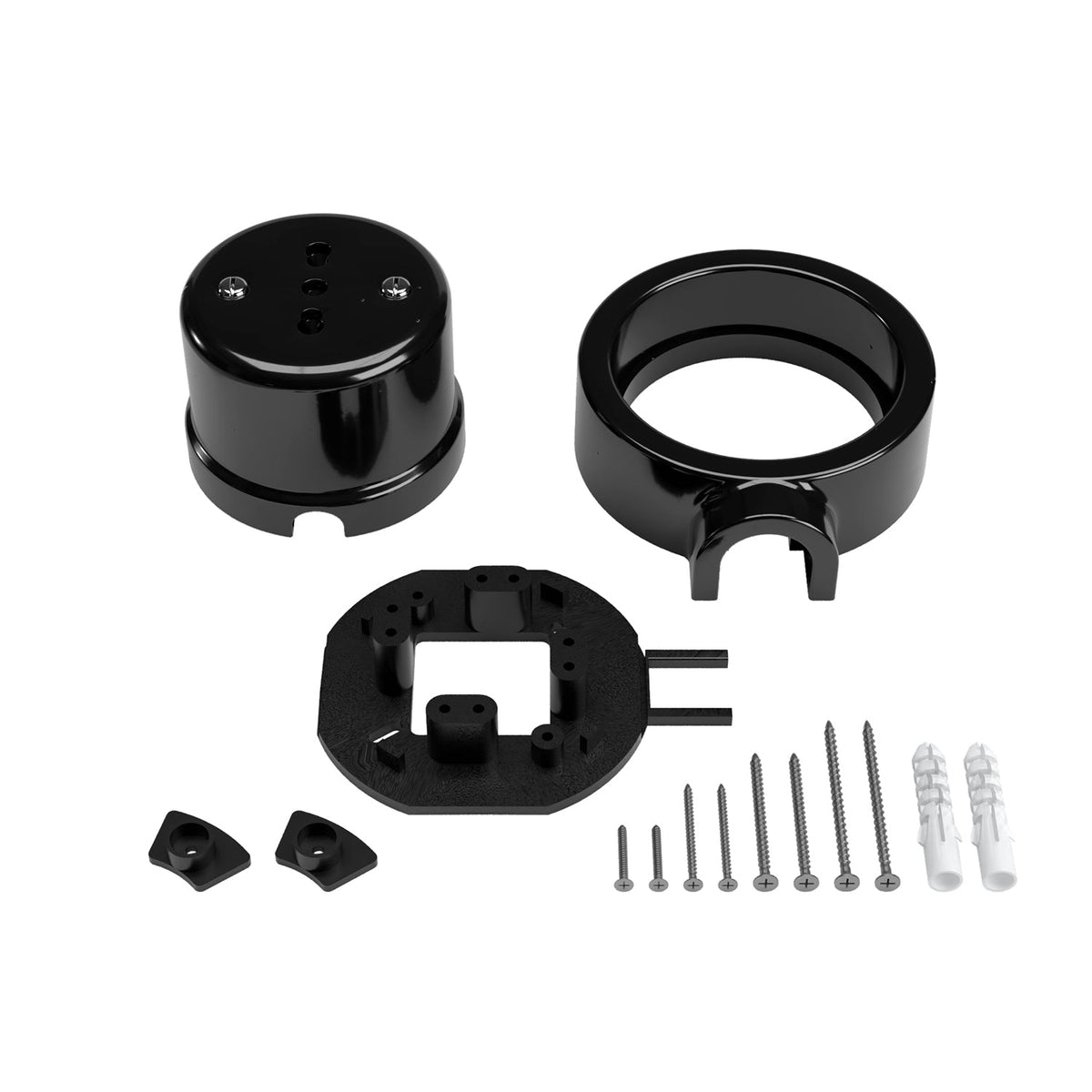 Kit presa bipasso italiana 10/16A da parete e base per Creative-Tubes in porcellana - Nero 1