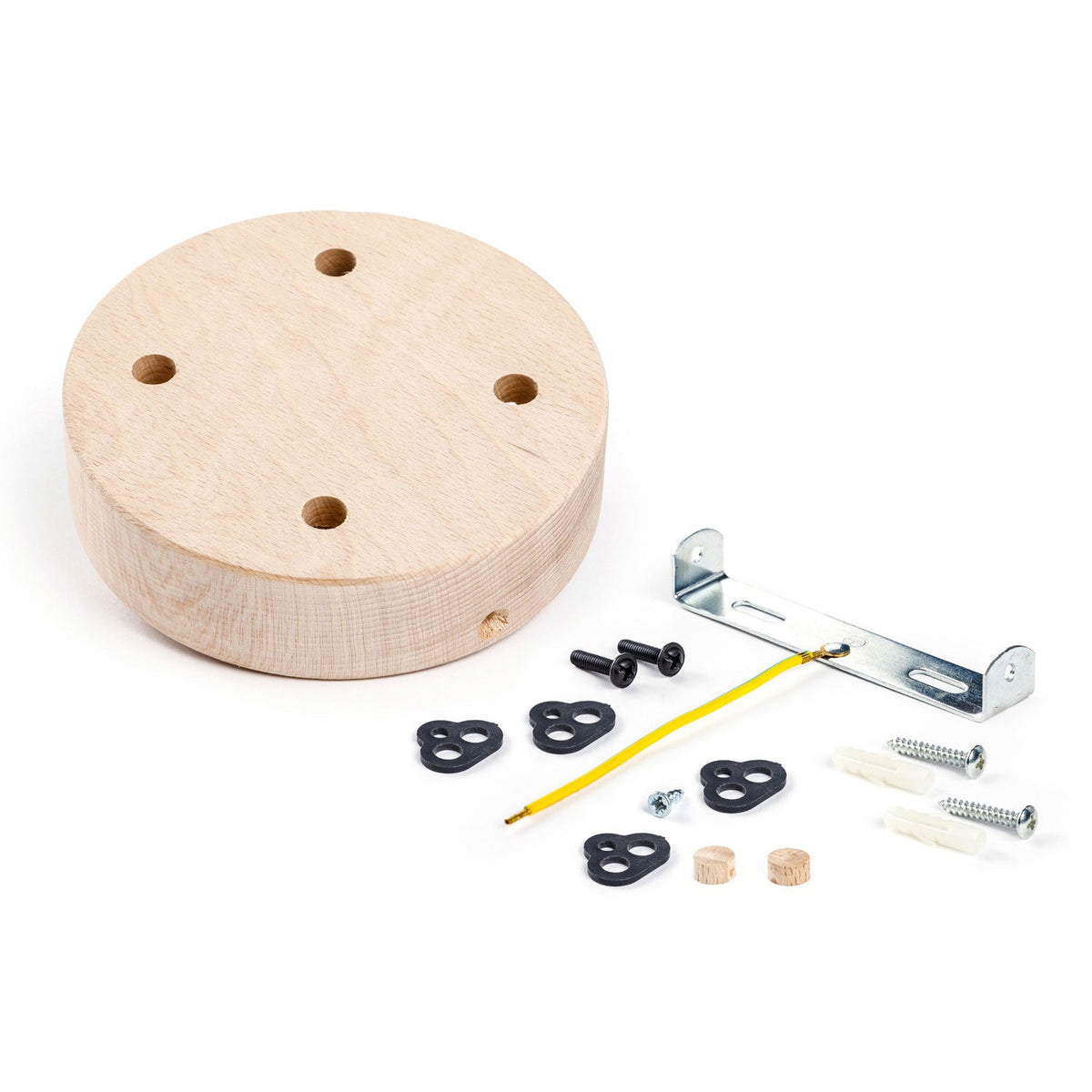 Kit rosone cilindrico in legno a 4 fori - Neutro