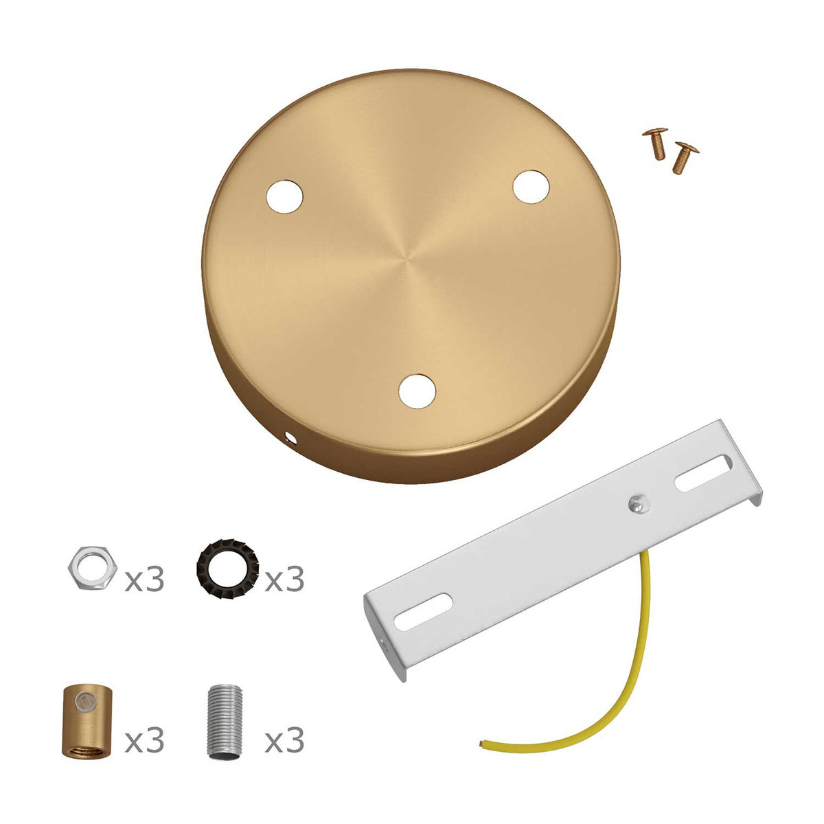 Kit rosone cilindrico in metallo a 3 fori - Bronzo satinato Cilindrico
