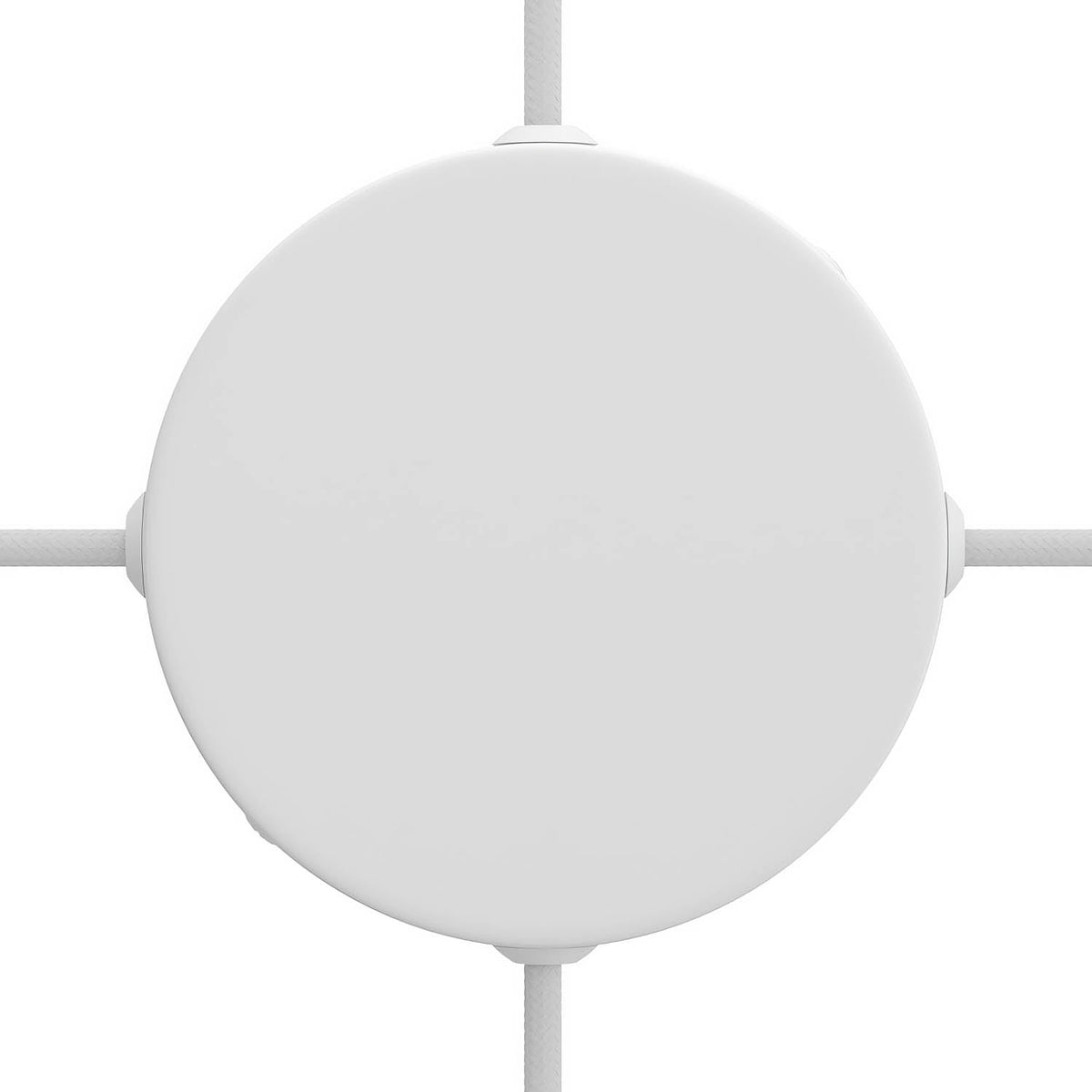 Kit rosone cilindrico in metallo a 4 fori laterali (scatola di derivazione) - Bianco opaco