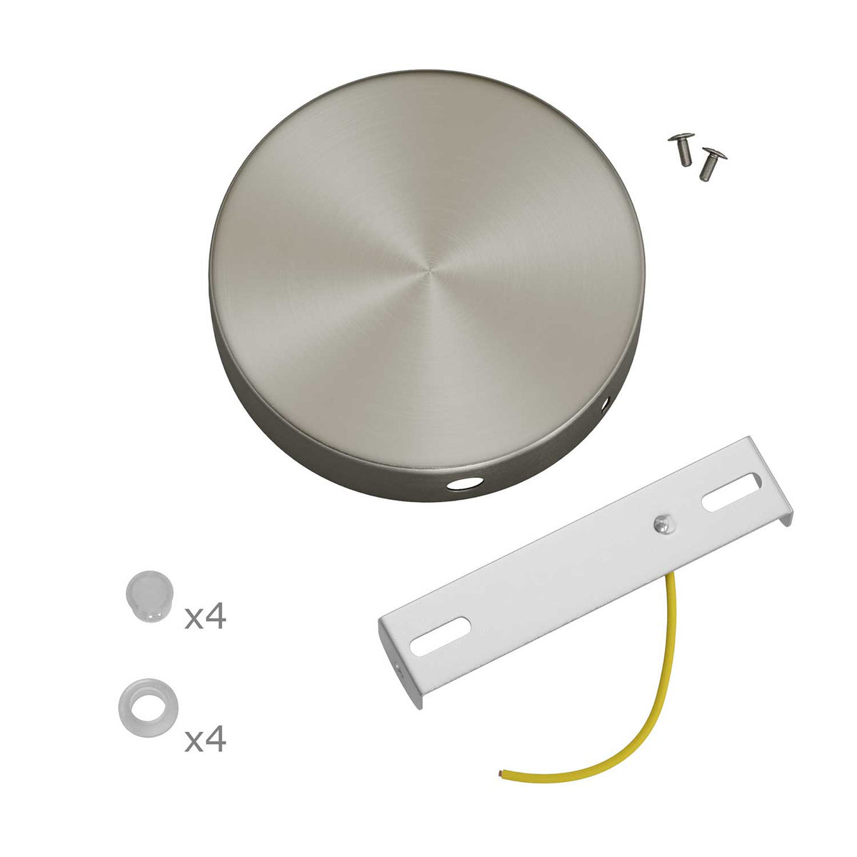 Kit rosone cilindrico in metallo a 4 fori laterali (scatola di derivazione) - Titanio satinato
