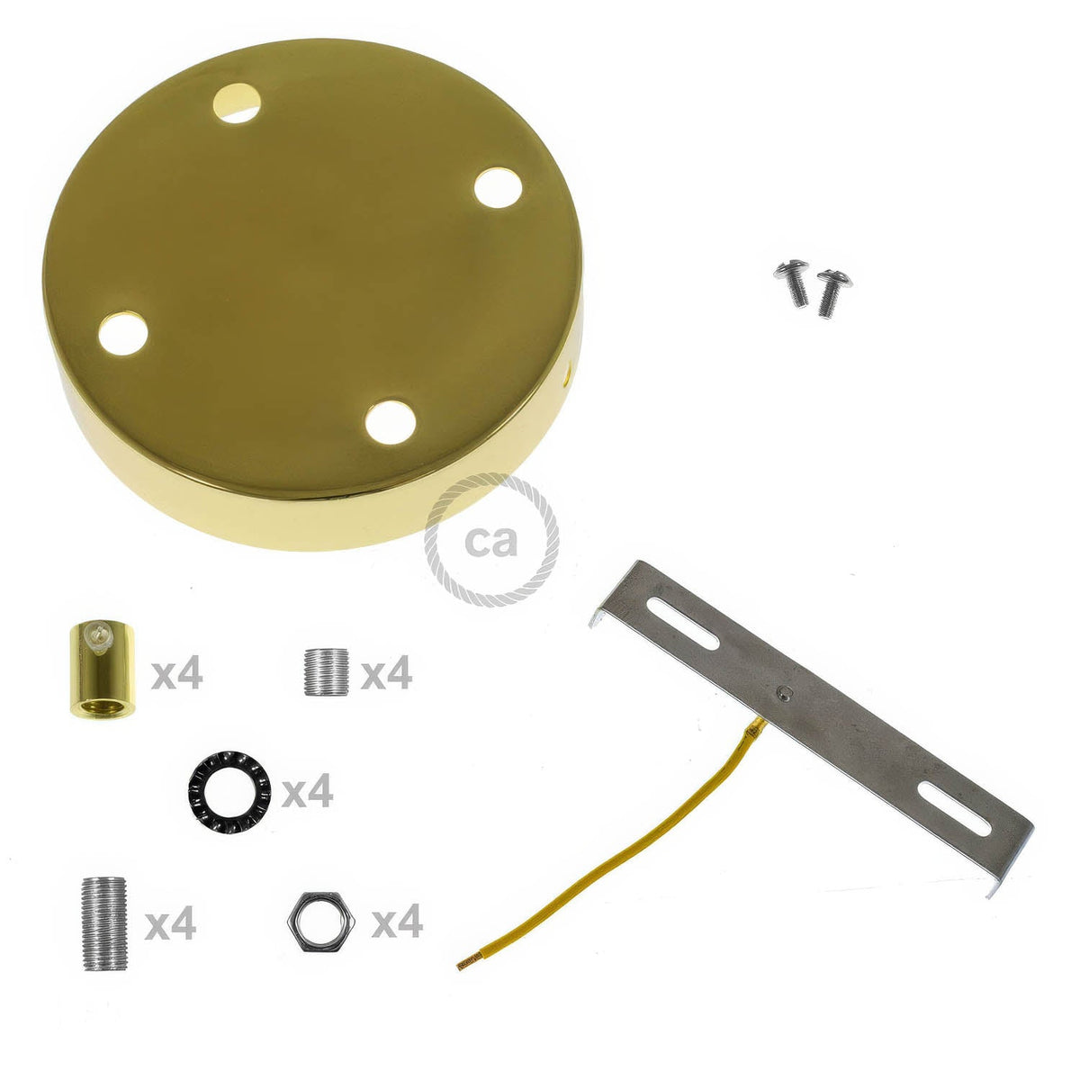 Kit rosone cilindrico in metallo a 4 fori - Ottone Cilindrico