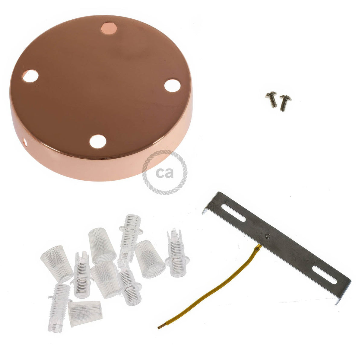Kit rosone cilindrico in metallo a 4 fori - Rame Conico