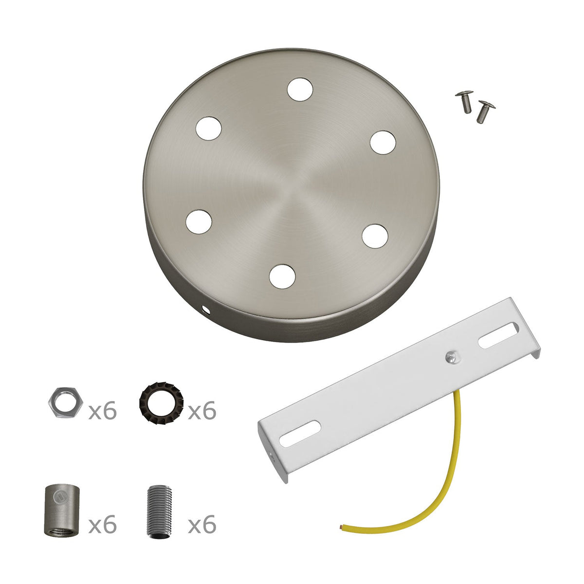 Kit rosone cilindrico in metallo a 6 fori - Titanio satinato Cilindrico