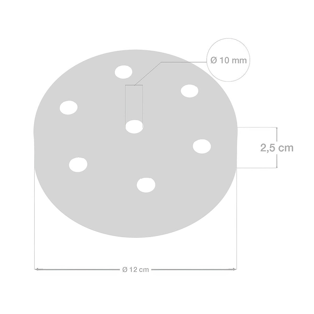 Kit rosone cilindrico in metallo a 7 fori - Bianco opaco Conico