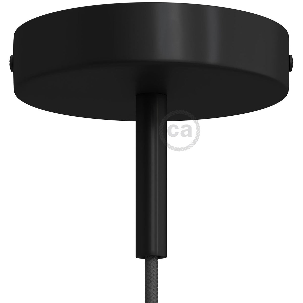 Kit rosone cilindrico in metallo con serracavo da 7 cm - Nero