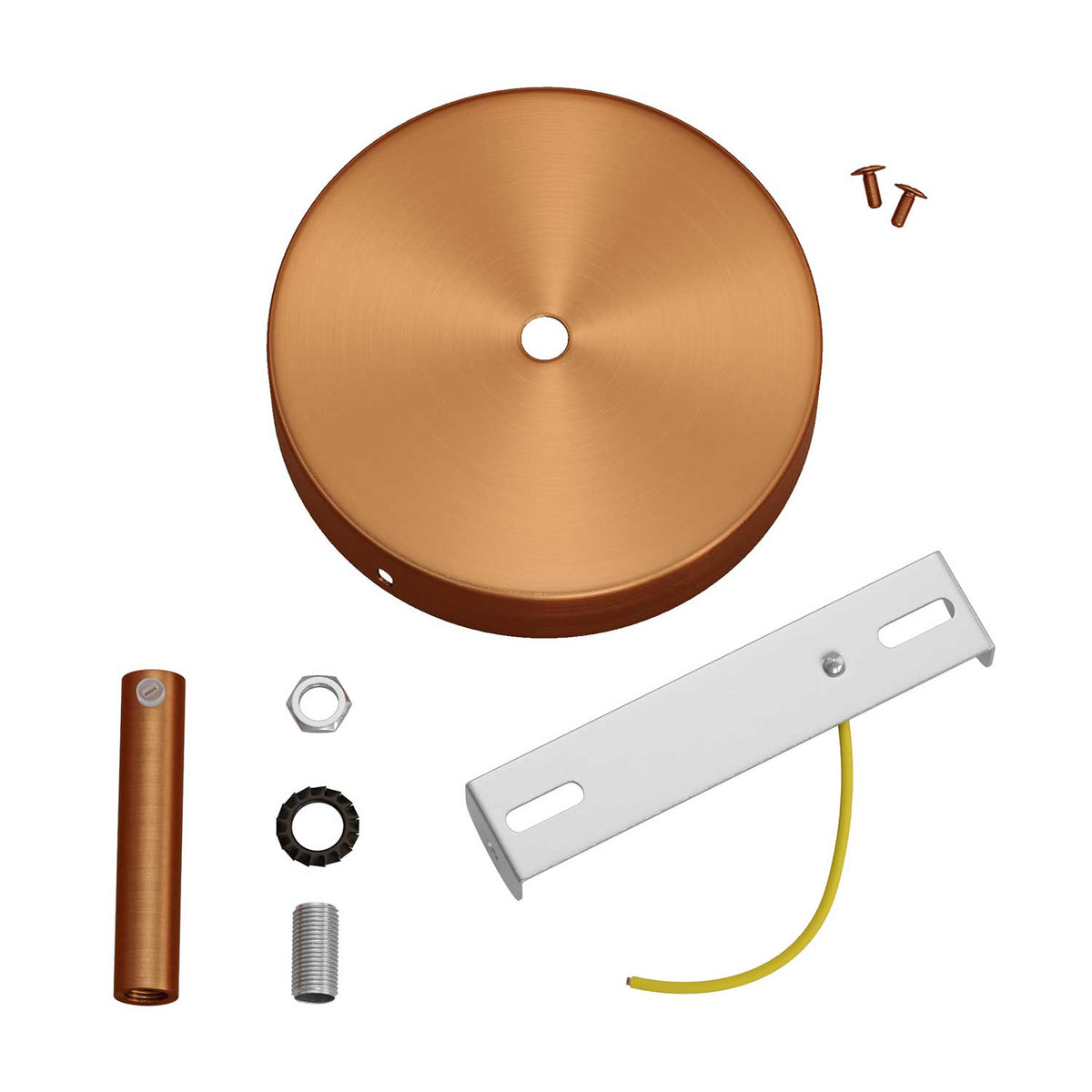 Kit rosone cilindrico in metallo con serracavo da 7 cm - Rame satinato
