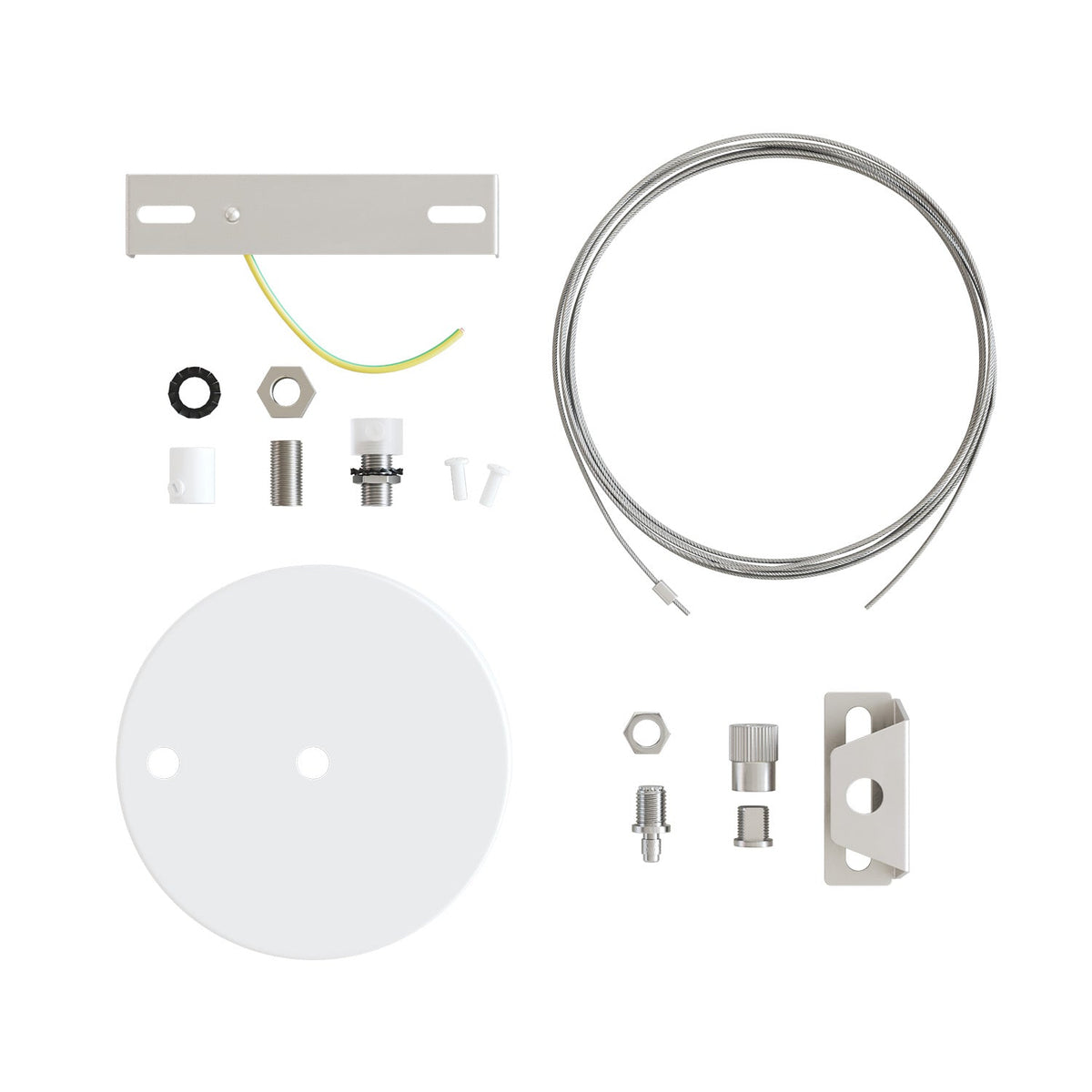 Kit Rosone Ø 120 mm con sospensione in acciaio e bilanciatore millimetrico - Bianco Opaco