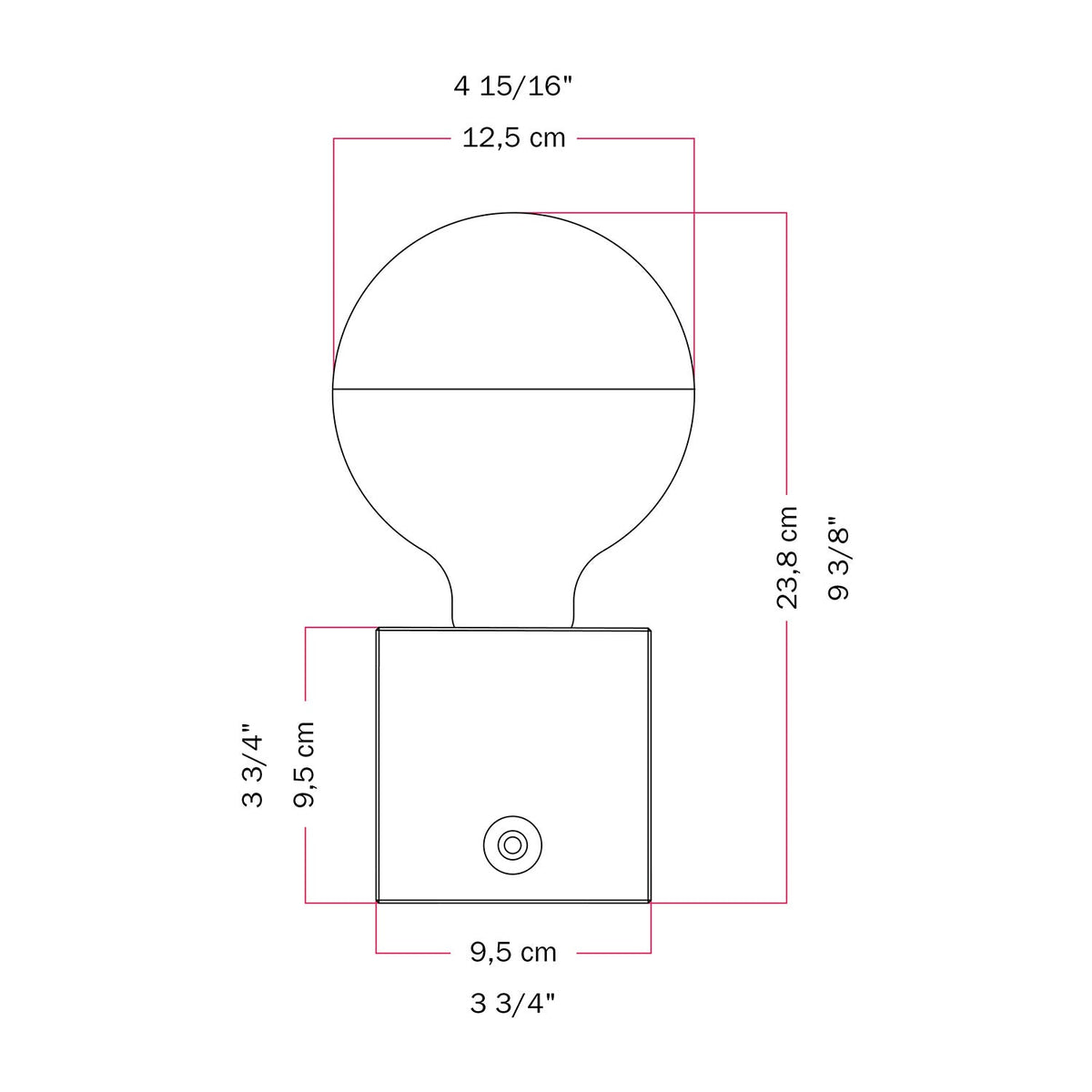 Lampada a batteria Cabless03 "Fai ammodino" con lampadina globo mezza sfera argento - Tuttapolpa