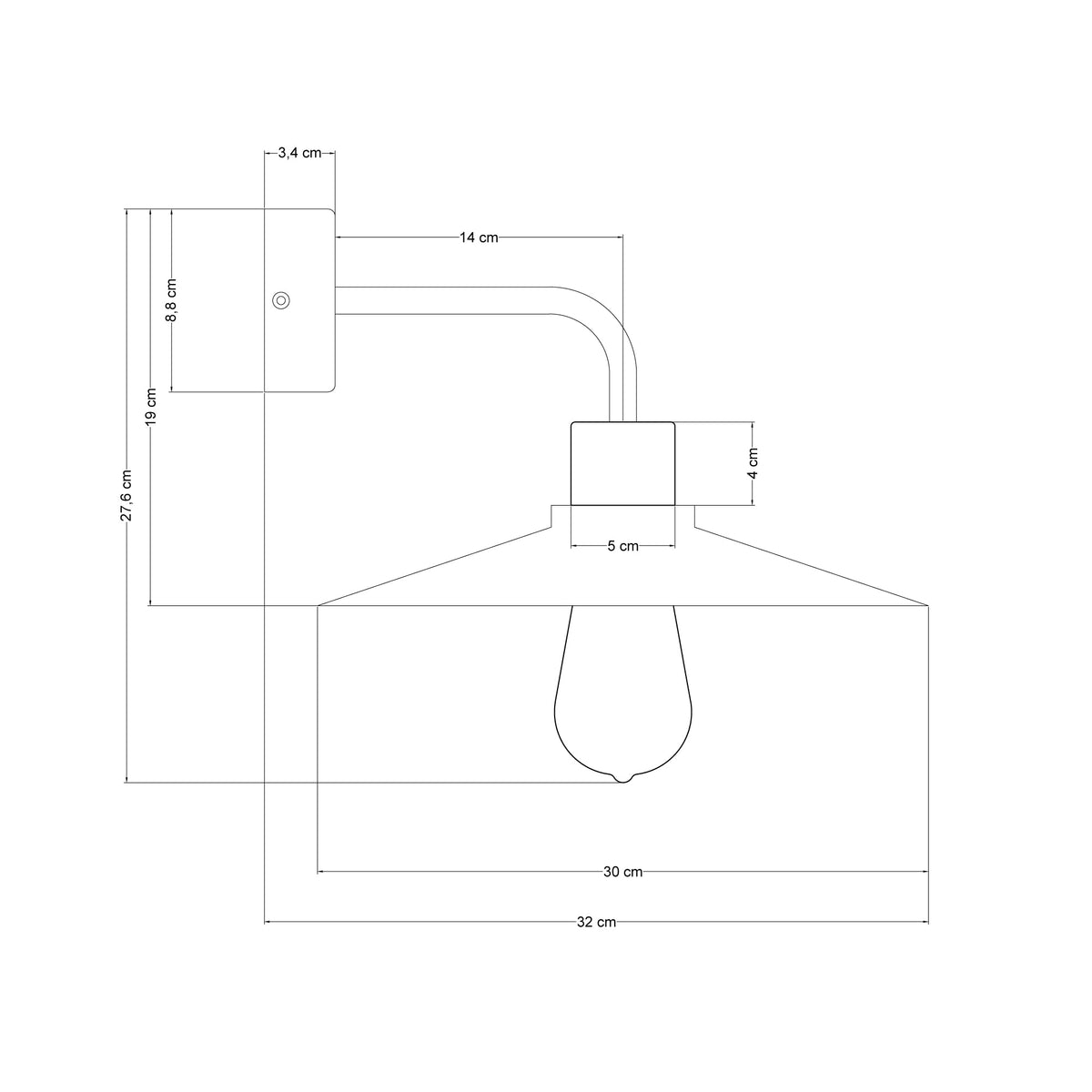 Lampada a muro in legno con paralume Swing ed estensione curva - Fermaluce Wood - Neutro
