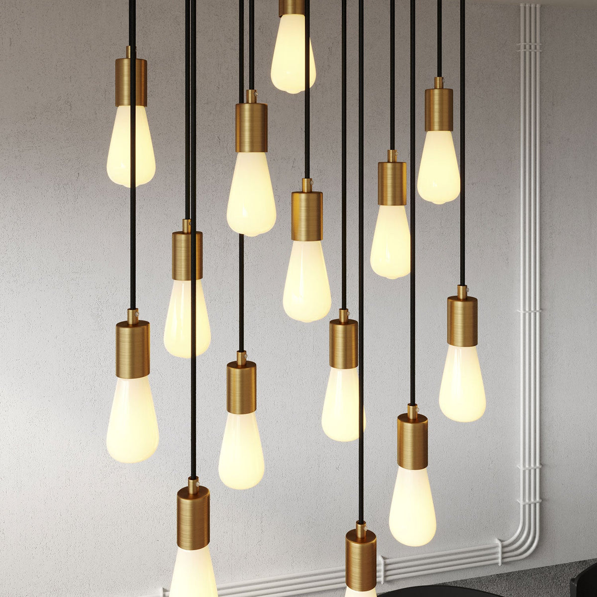 Lampada a sospensione a 14 cadute con XXL Rose-One rettangolare 675 mm con finiture in metallo - Nero opaco