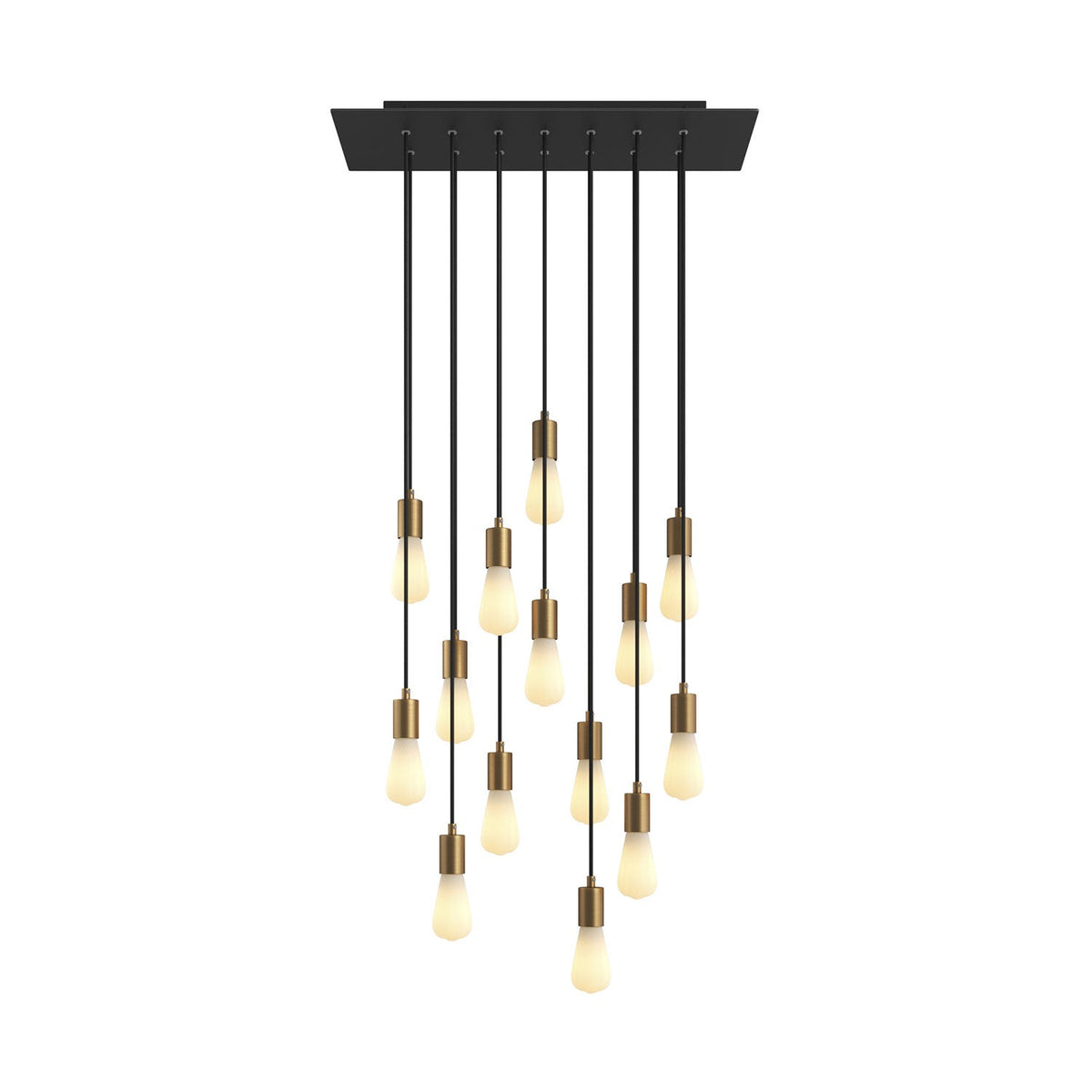 Lampada a sospensione a 14 cadute con XXL Rose-One rettangolare 675 mm con finiture in metallo - Nero opaco