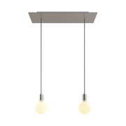 Lampada a sospensione a 2 cadute con XXL Rose-One rettangolare 675 mm con finiture in metallo - Acciaio satinato