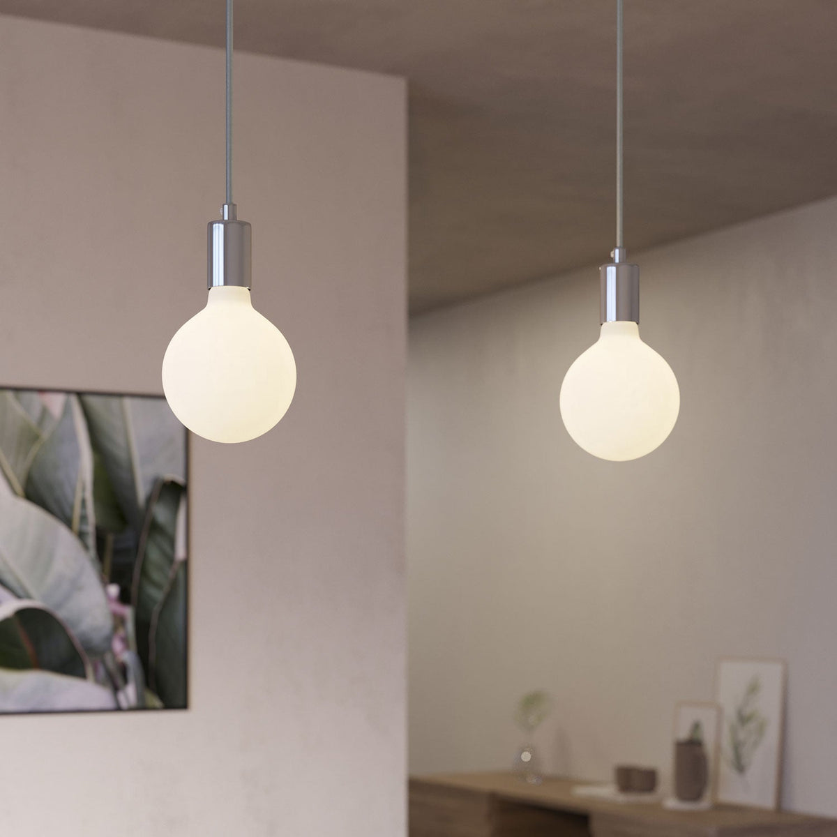 Lampada a sospensione a 2 cadute con XXL Rose-One rettangolare 675 mm con finiture in metallo - Acciaio satinato