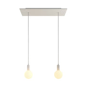 Lampada a sospensione a 2 cadute con XXL Rose-One rettangolare 675 mm con finiture in metallo - Bianco opaco