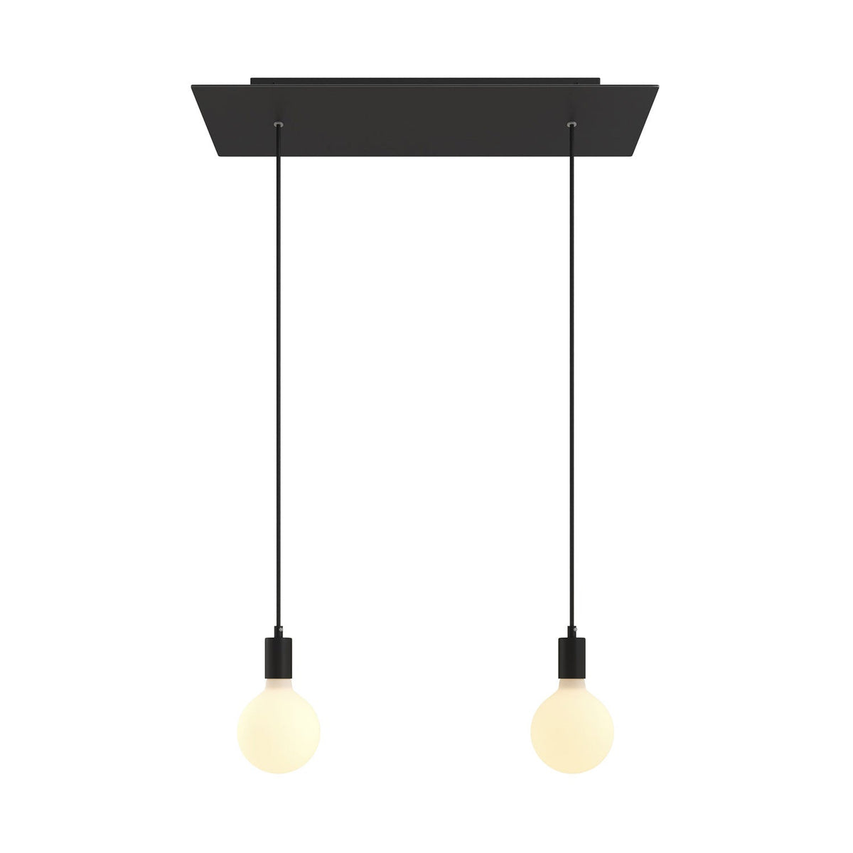 Lampada a sospensione a 2 cadute con XXL Rose-One rettangolare 675 mm con finiture in metallo - Nero opaco