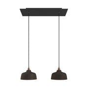 Lampada a sospensione a 2 cadute con XXL Rose-One rettangolare 675 mm con paralume Coppa - Nero opaco