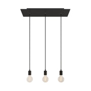 Lampada a sospensione a 3 cadute con XXL Rose-One rettangolare 675 mm con finiture in metallo - Nero opaco