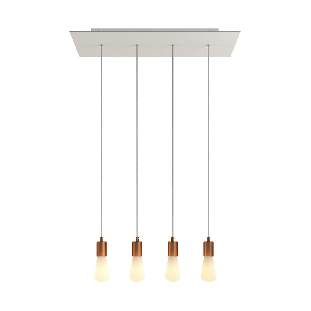 Lampada a sospensione a 4 cadute con XXL Rose-One rettangolare 675 mm con finiture in metallo - Bianco opaco