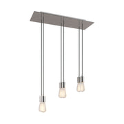 Lampada a sospensione a 6 cadute con XXL Rose-One rettangolare 675 mm con finiture in metallo - Acciaio satinato