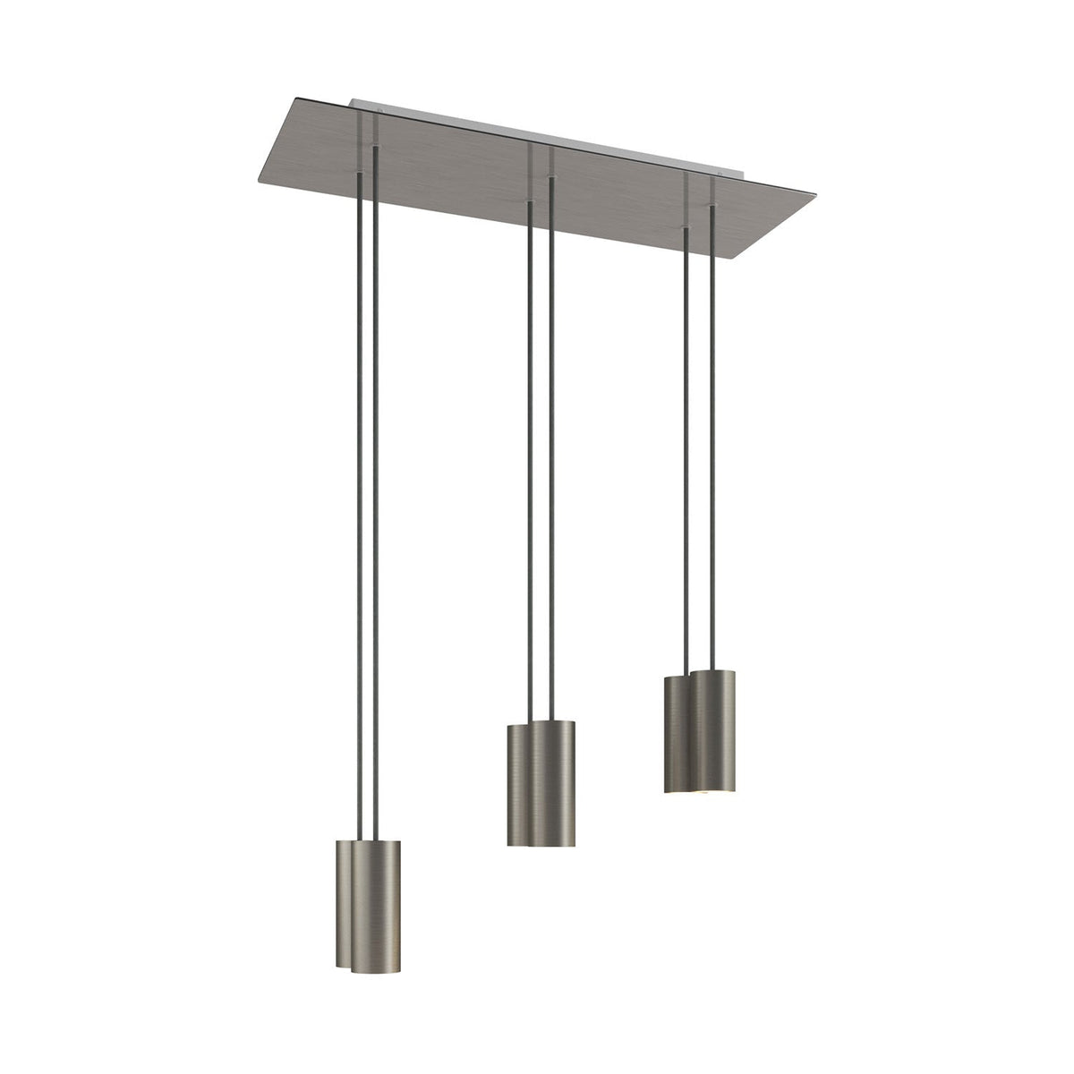 Lampada a sospensione a 6 cadute con XXL Rose-One rettangolare 675 mm con paralume in metallo Tub-E14 - Acciaio satinato