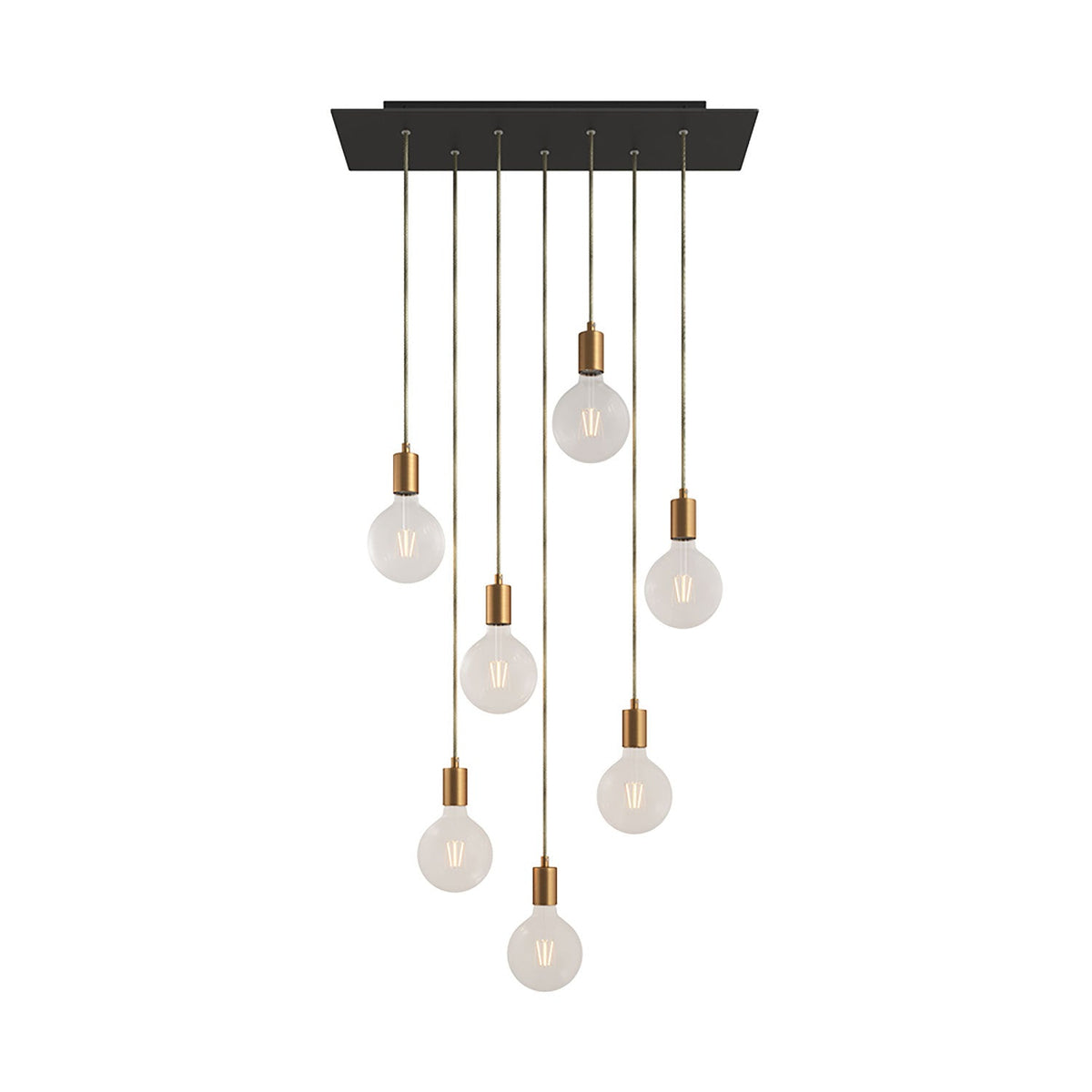 Lampada a sospensione a 7 cadute con XXL Rose-One rettangolare 675 mm con finiture in metallo - Nero opaco