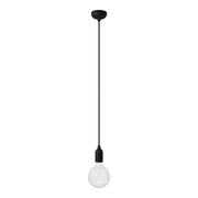 Lampada a sospensione colorata in silicone con cavo tessile - Nero