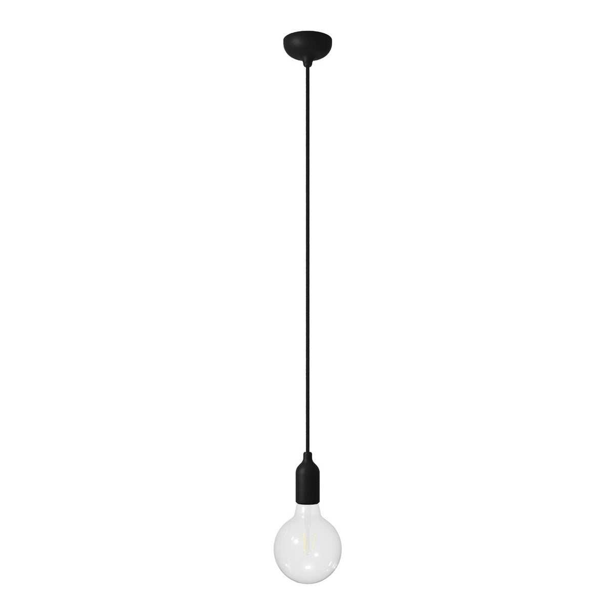 Lampada a sospensione colorata in silicone con cavo tessile - Nero