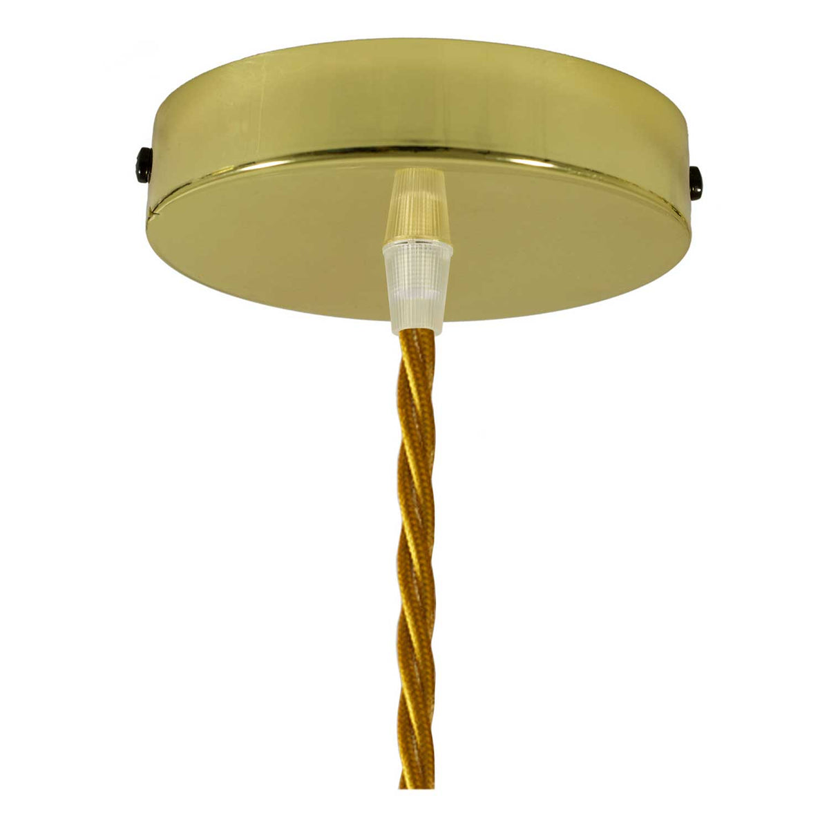 Lampada a sospensione completa di cavo tessile, paralume gabbia Drop e finiture in metallo - Ottone