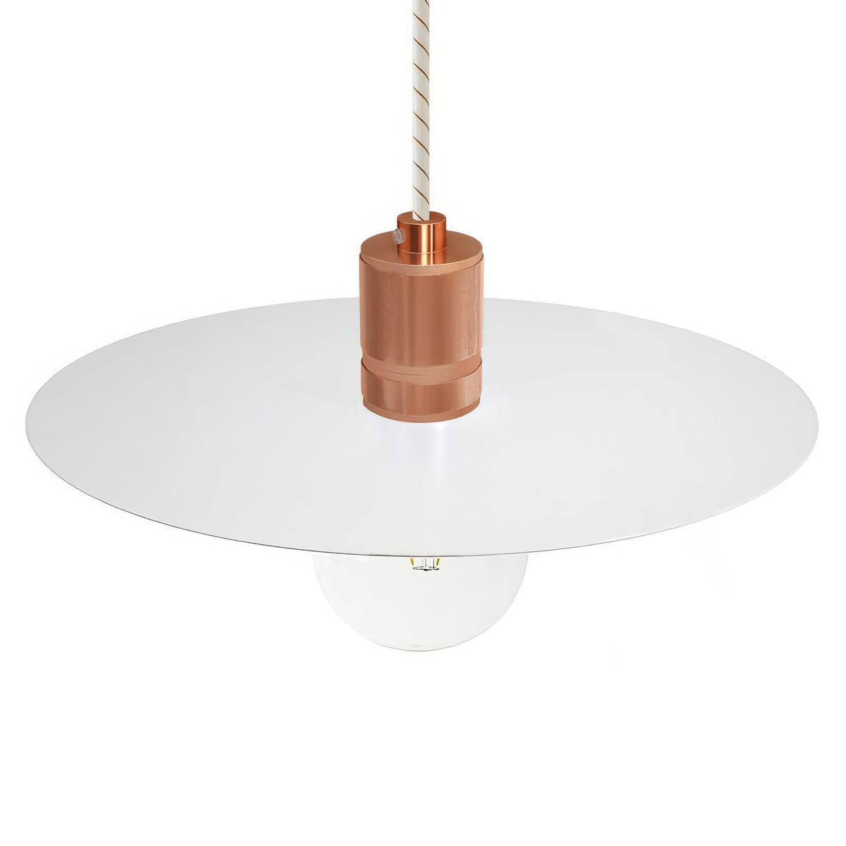 Lampada a sospensione completa di cavo tessile, paralume oversize Ellepi e portalampada zigrinato - Bianco
