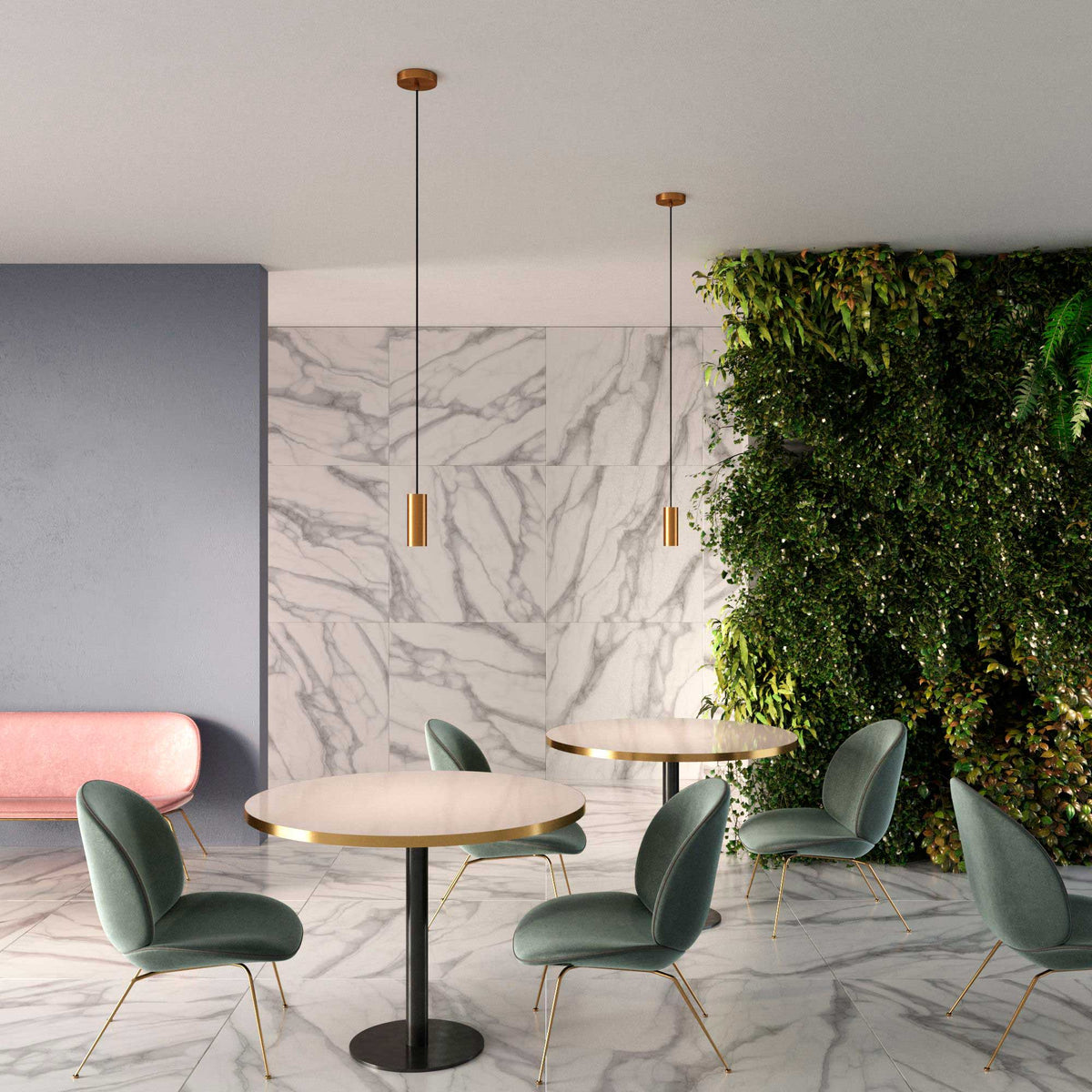 Lampada a sospensione completa di cavo tessile, paralume Tub-E14 e finiture in metallo - Bronzo satinato