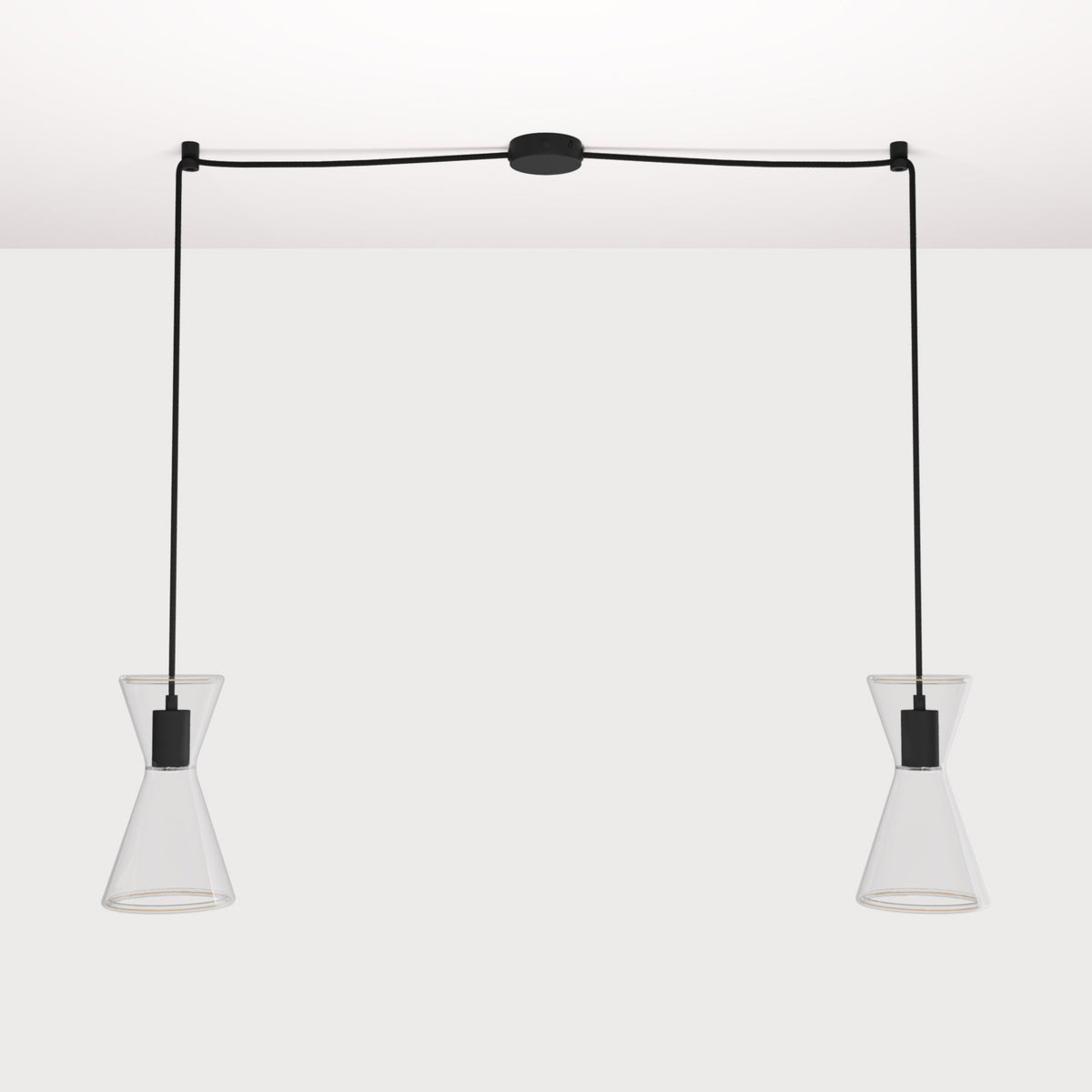 Lampada a sospensione con due cadute con Ghost Doppio cono - Nero
