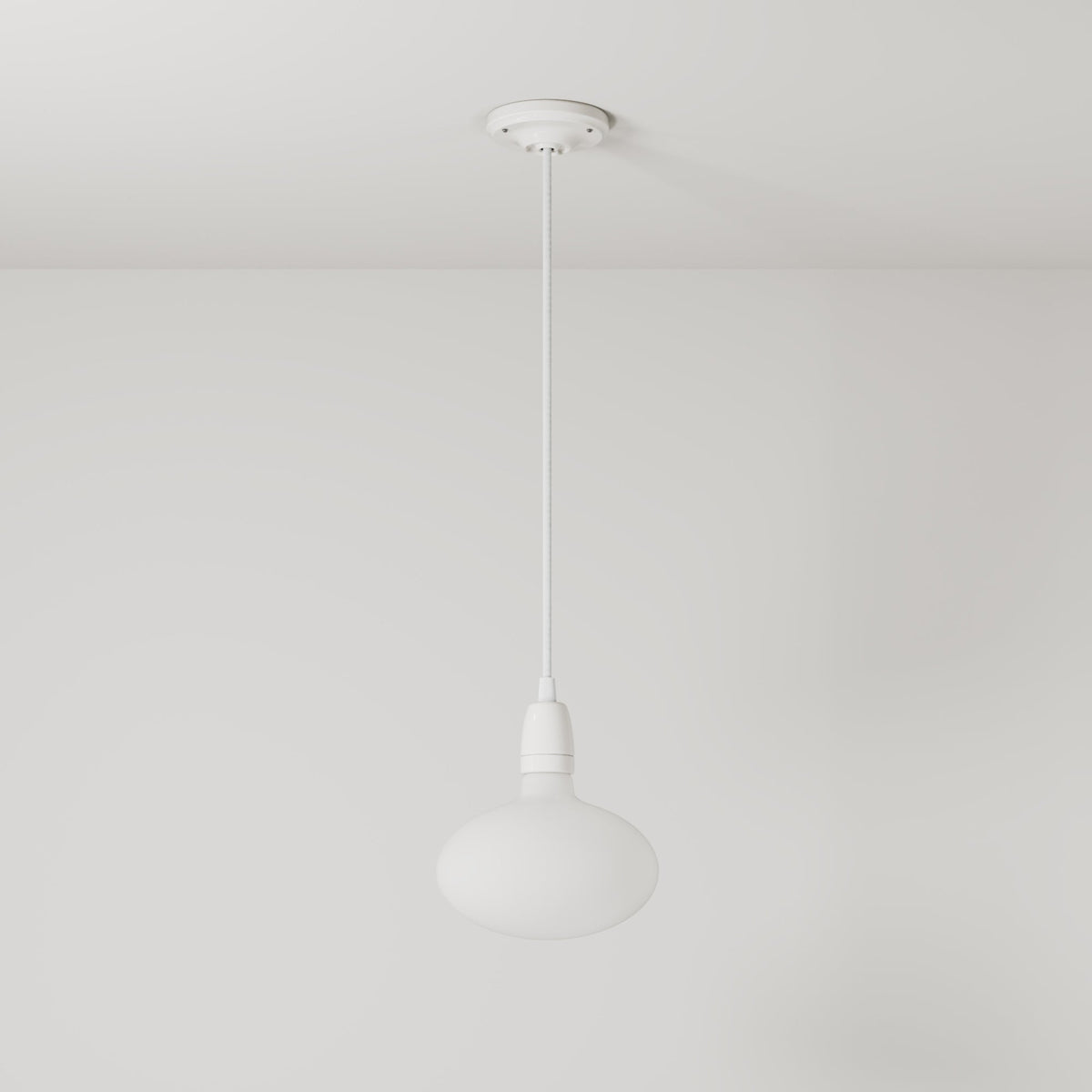 Lampada a sospensione con finitura in porcellana con lampadine LED Ellipse effetto porcellana - Bianco