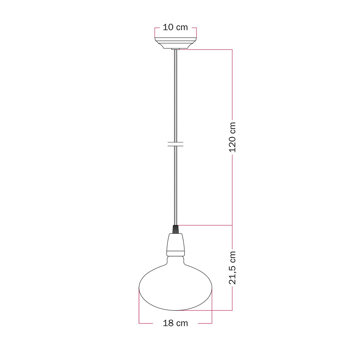 Lampada a sospensione con finitura in porcellana con lampadine LED Ellipse effetto porcellana - Nero