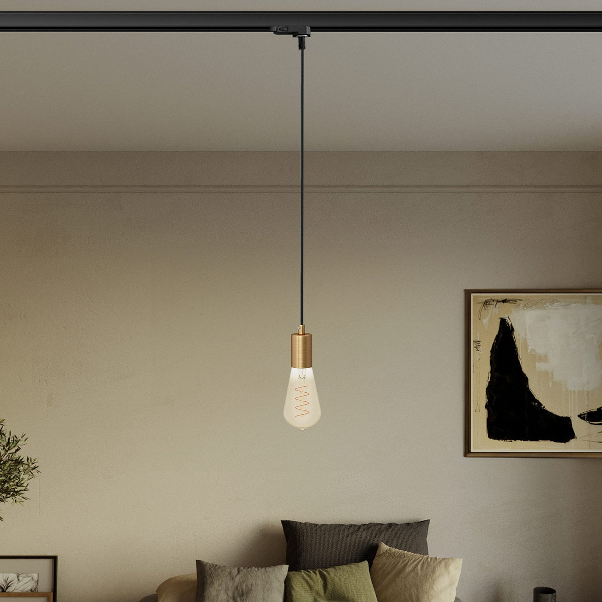 Lampada a sospensione con finiture in metallo satinato per binari - Bronzo satinato