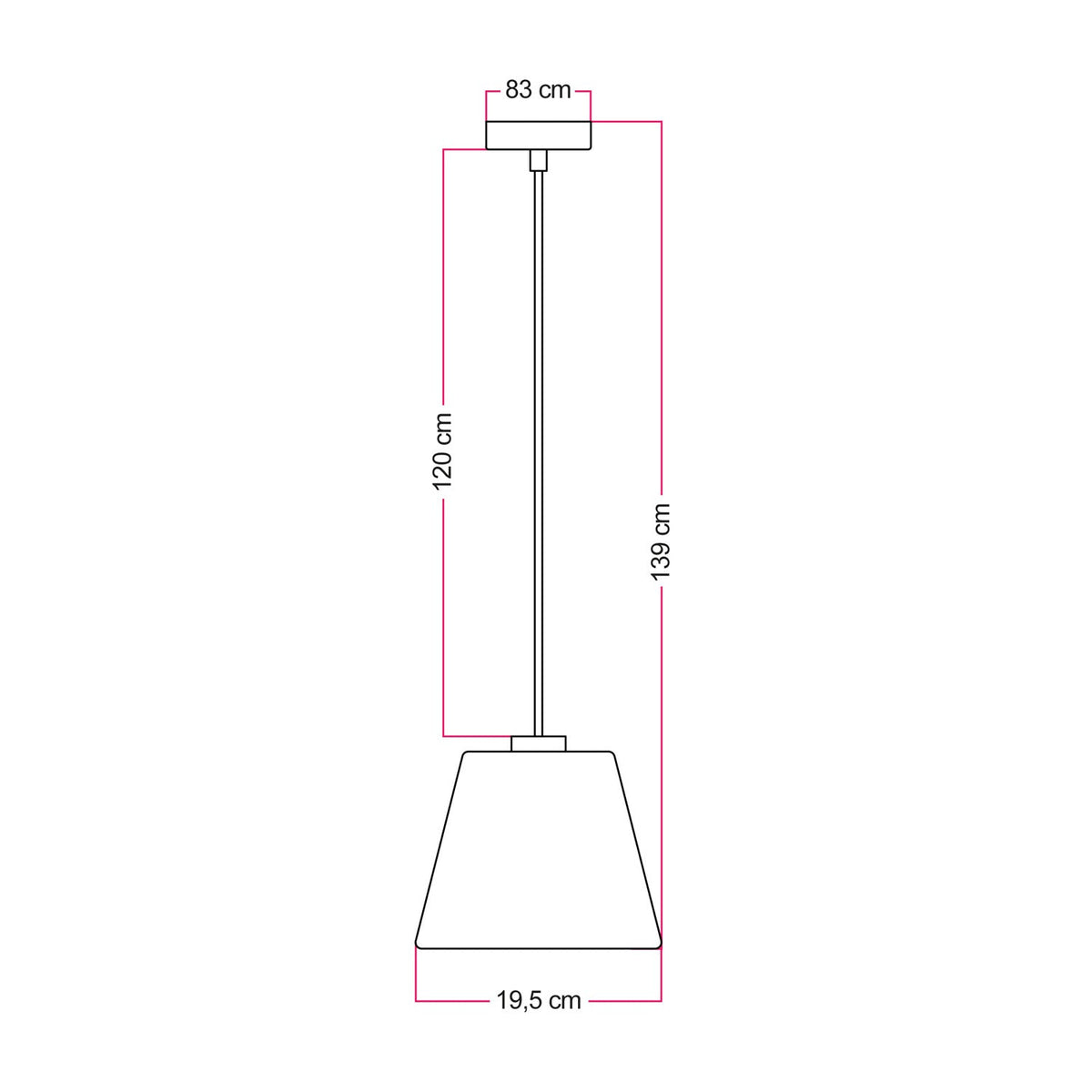 Lampada a sospensione con lampadina Ghost a cono smoky - Nero