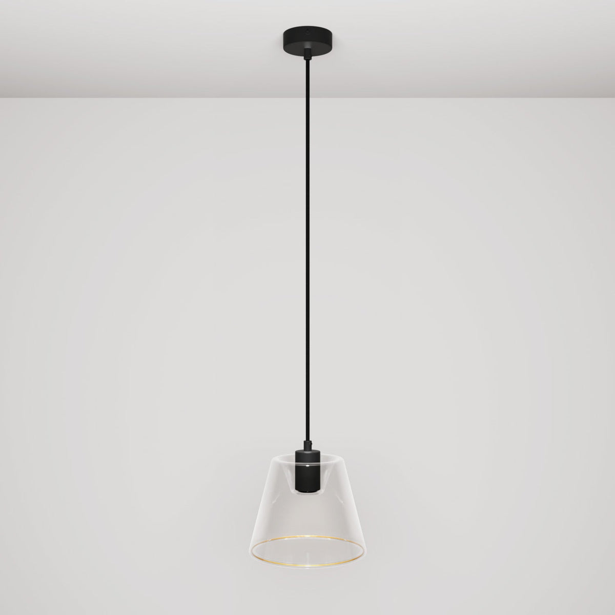 Lampada a sospensione con lampadina Ghost a cono trasparente - Nero