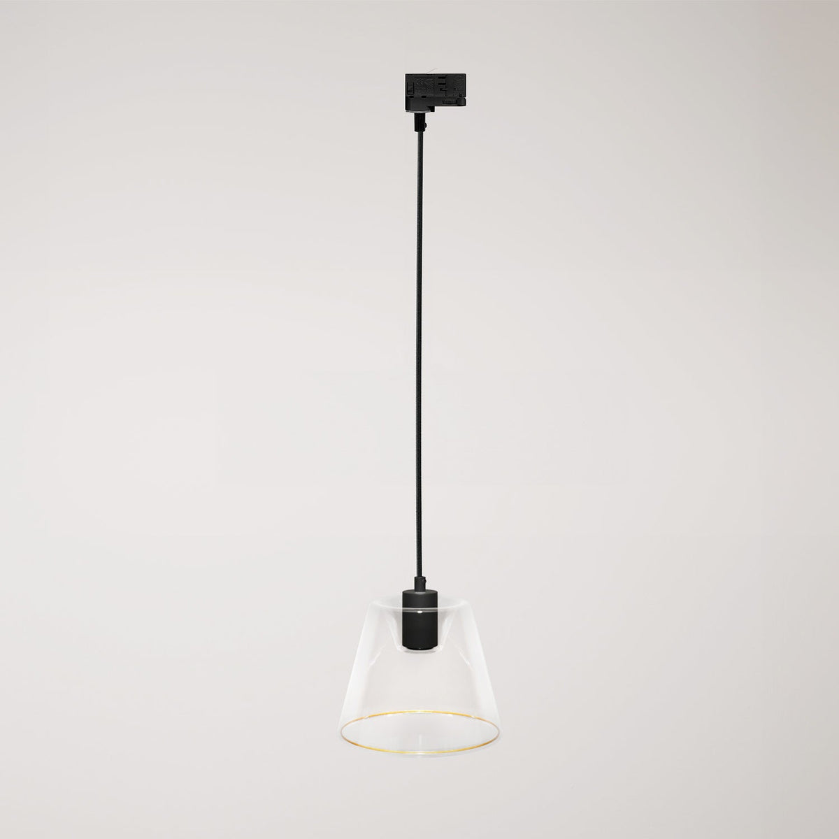 Lampada a sospensione con lampadina Ghost a cono trasparente per binari - Nero