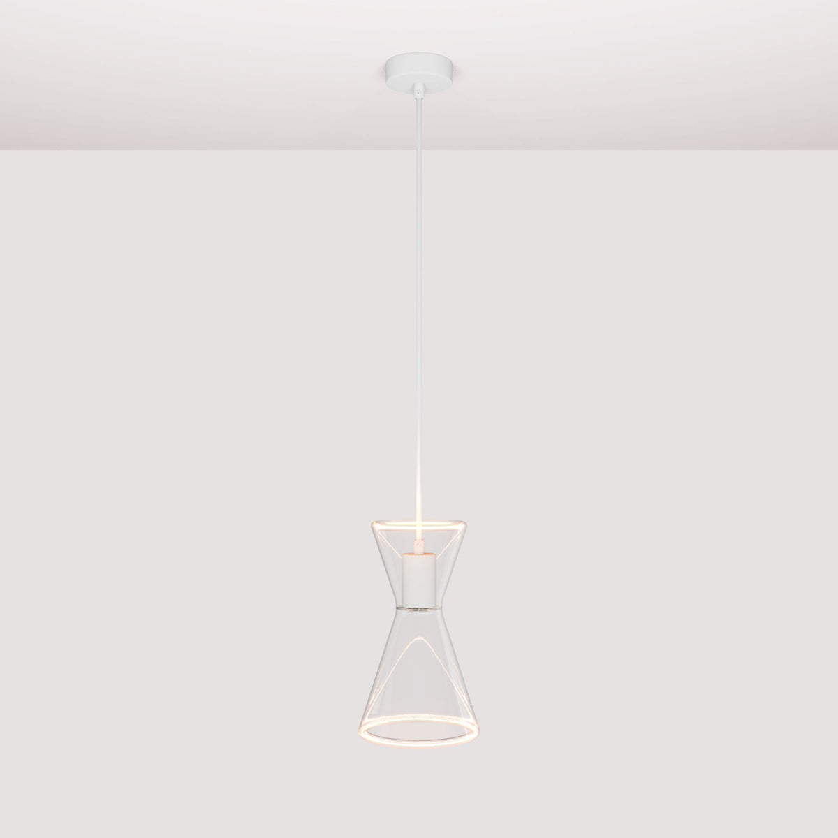 Lampada a sospensione con lampadina Ghost Doppio cono - Bianco opaco