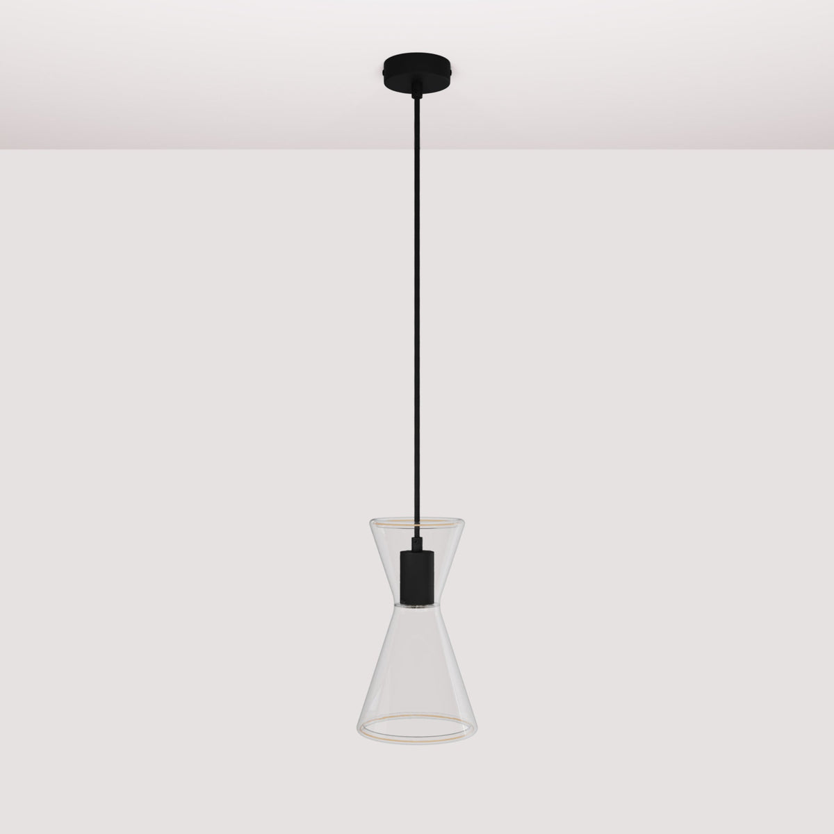 Lampada a sospensione con lampadina Ghost Doppio cono - Titanio satinato
