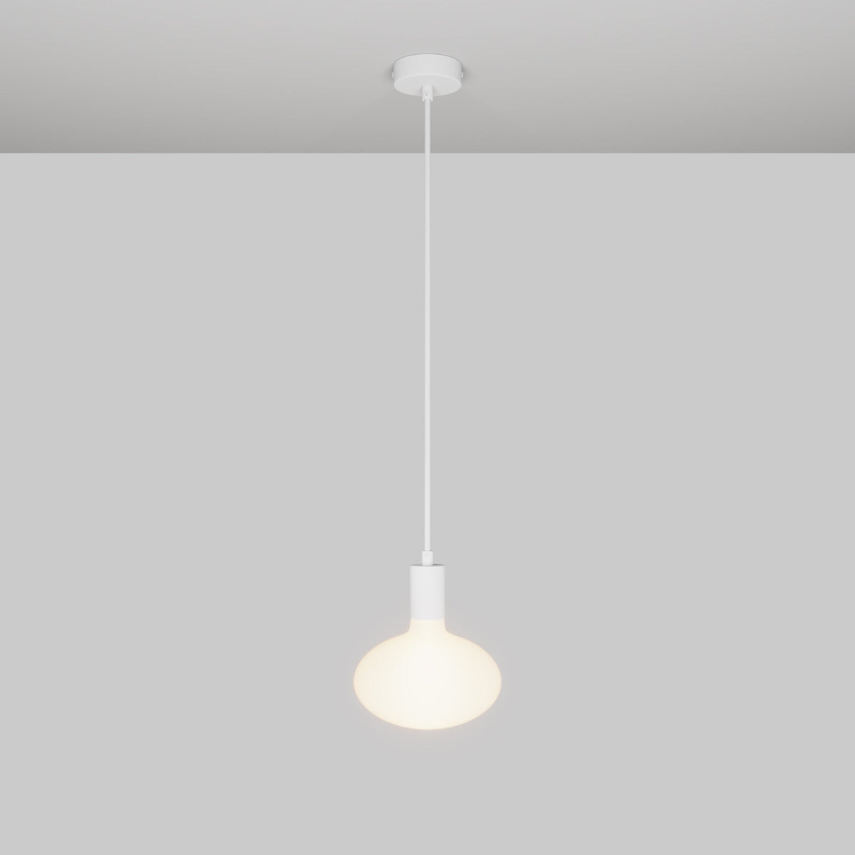 Lampada a sospensione con lampadina LED Ellipse effetto porcellana - Bianco Opaco