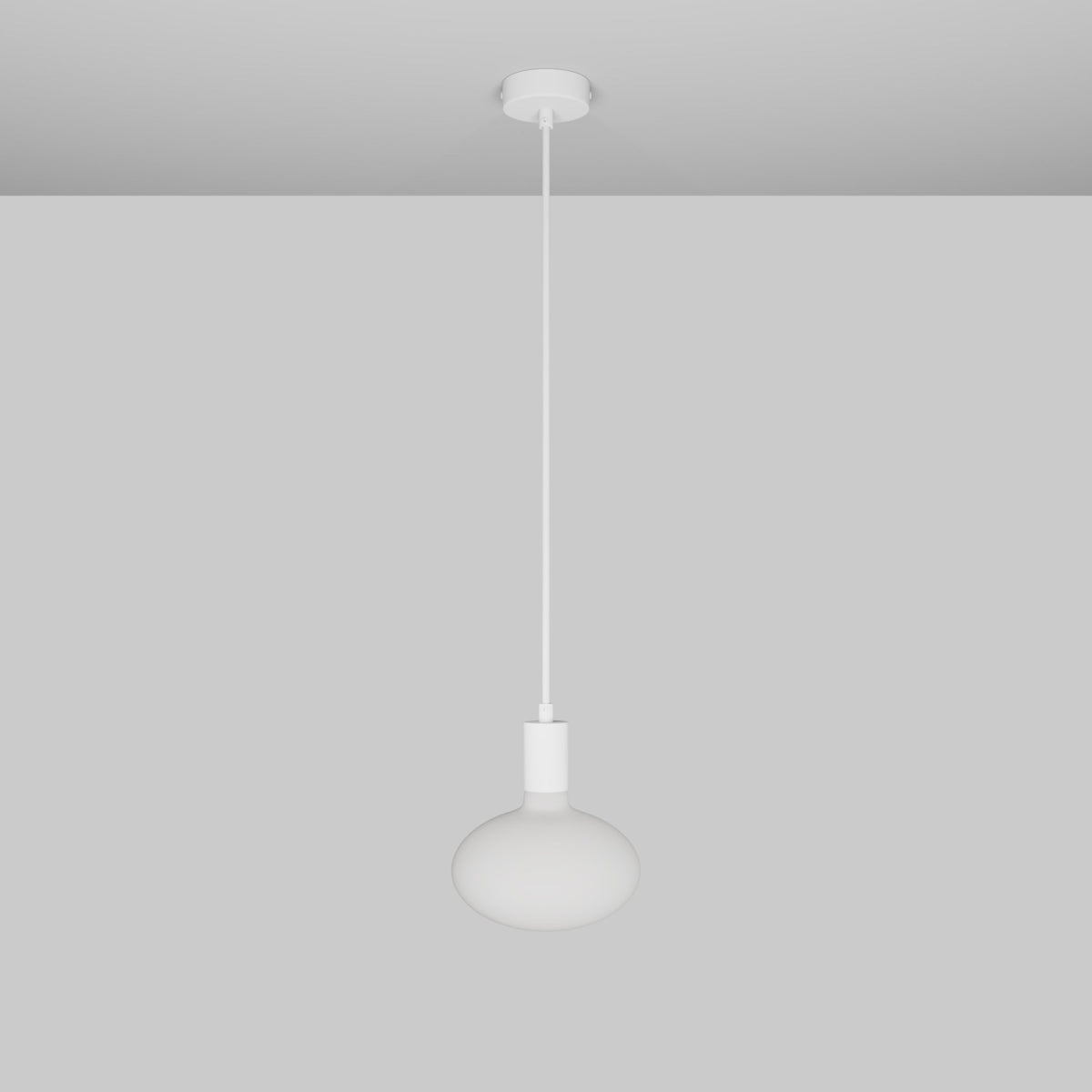 Lampada a sospensione con lampadina LED Ellipse effetto porcellana - Bianco Opaco