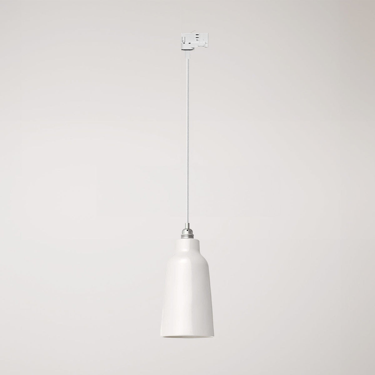 Lampada a sospensione con paralume Bottiglia e adattatore binari - Bianco lucido
