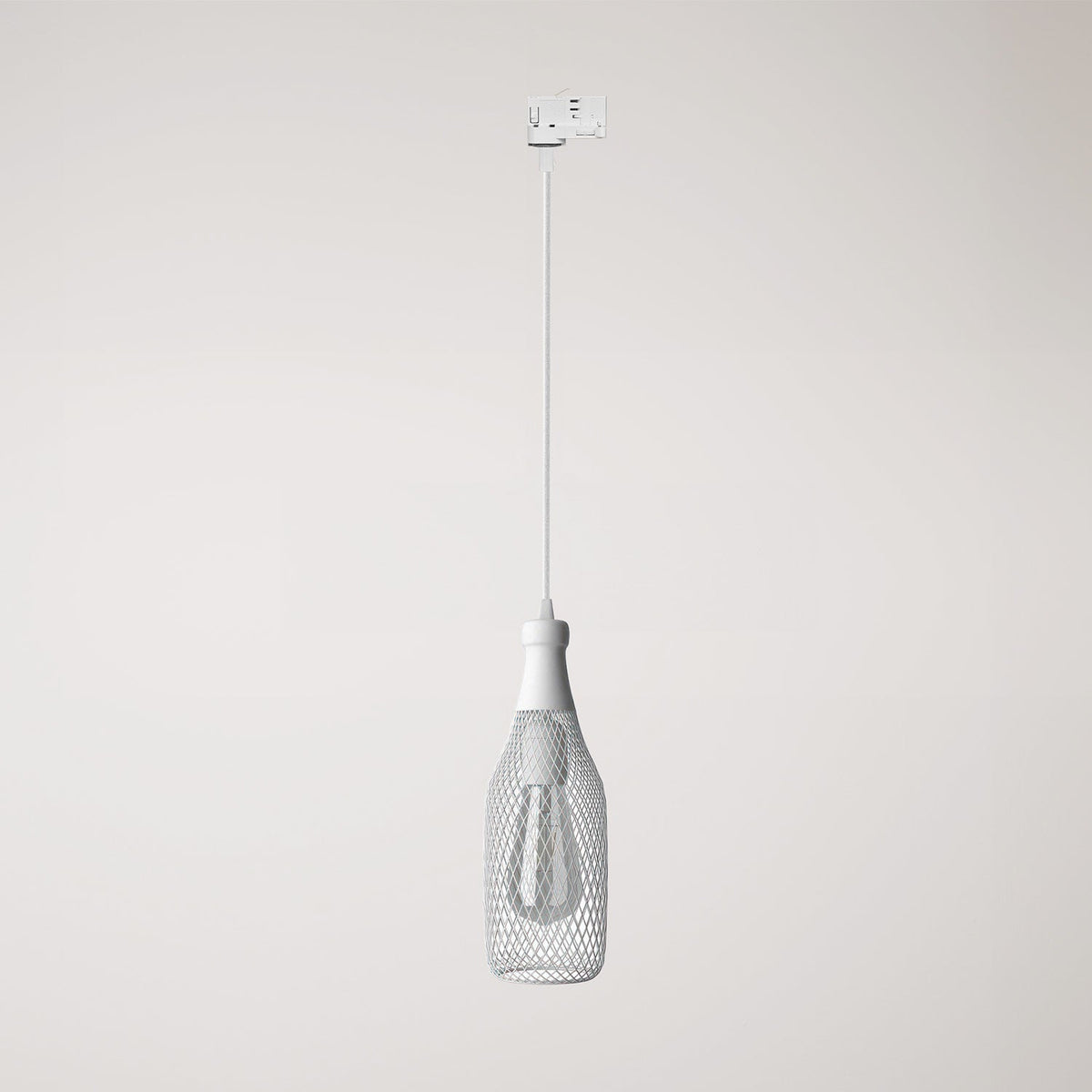 Lampada a sospensione con paralume bottiglia Magnum per binari - Bianco